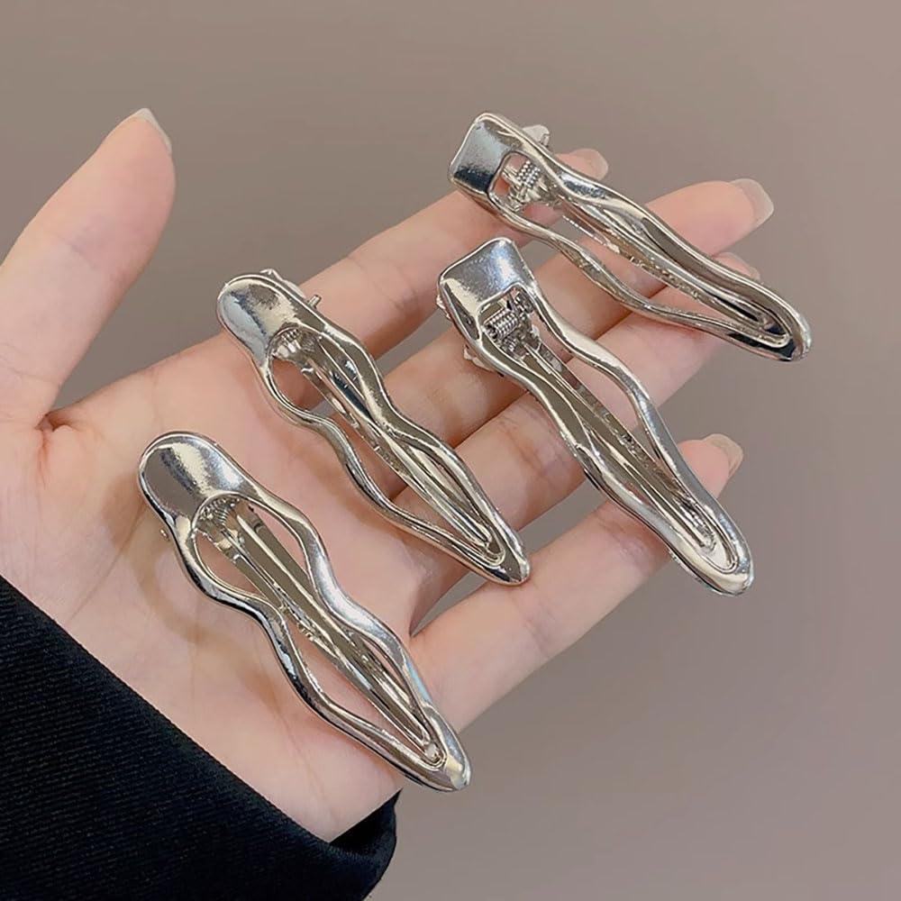 Clips de Pelo Ondulados de Metal Plateado RUIYDZ - 4 Pcs