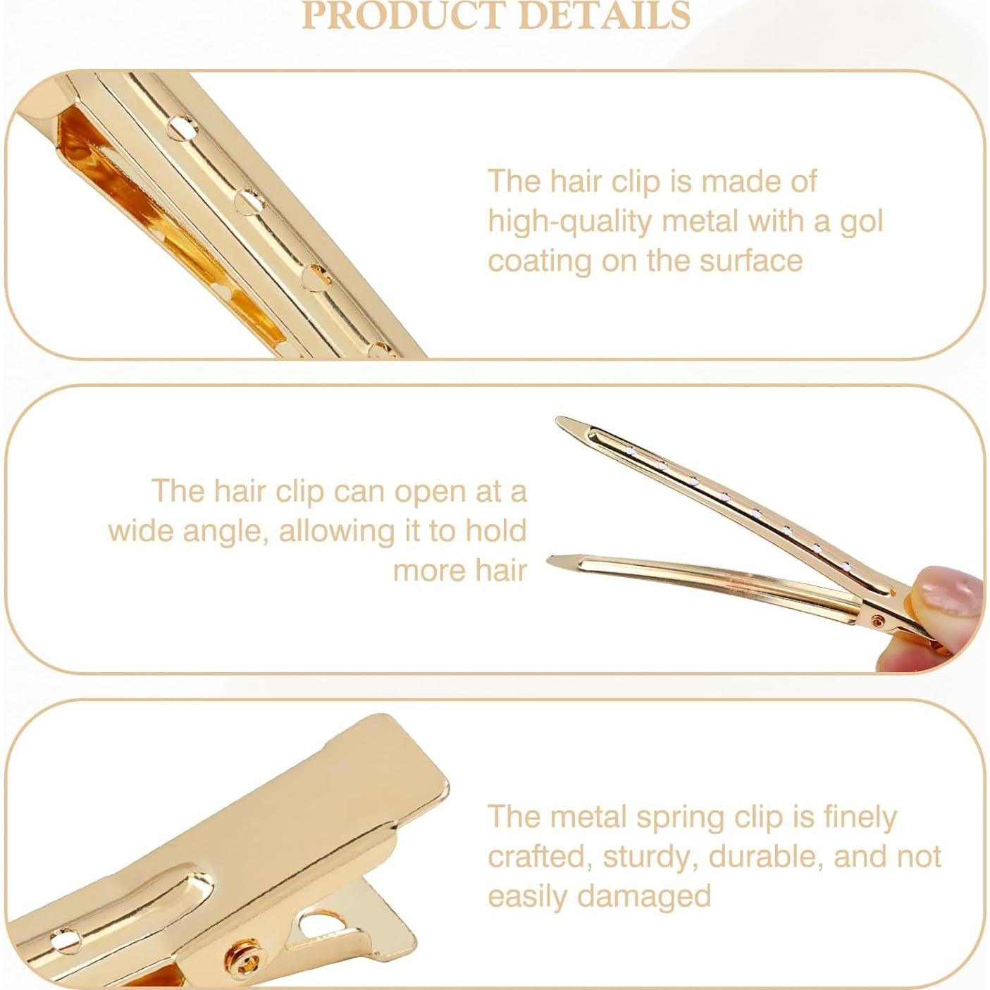 Clips de Pelo de Metal Dorado Dizila - 40 Piezas 9cm