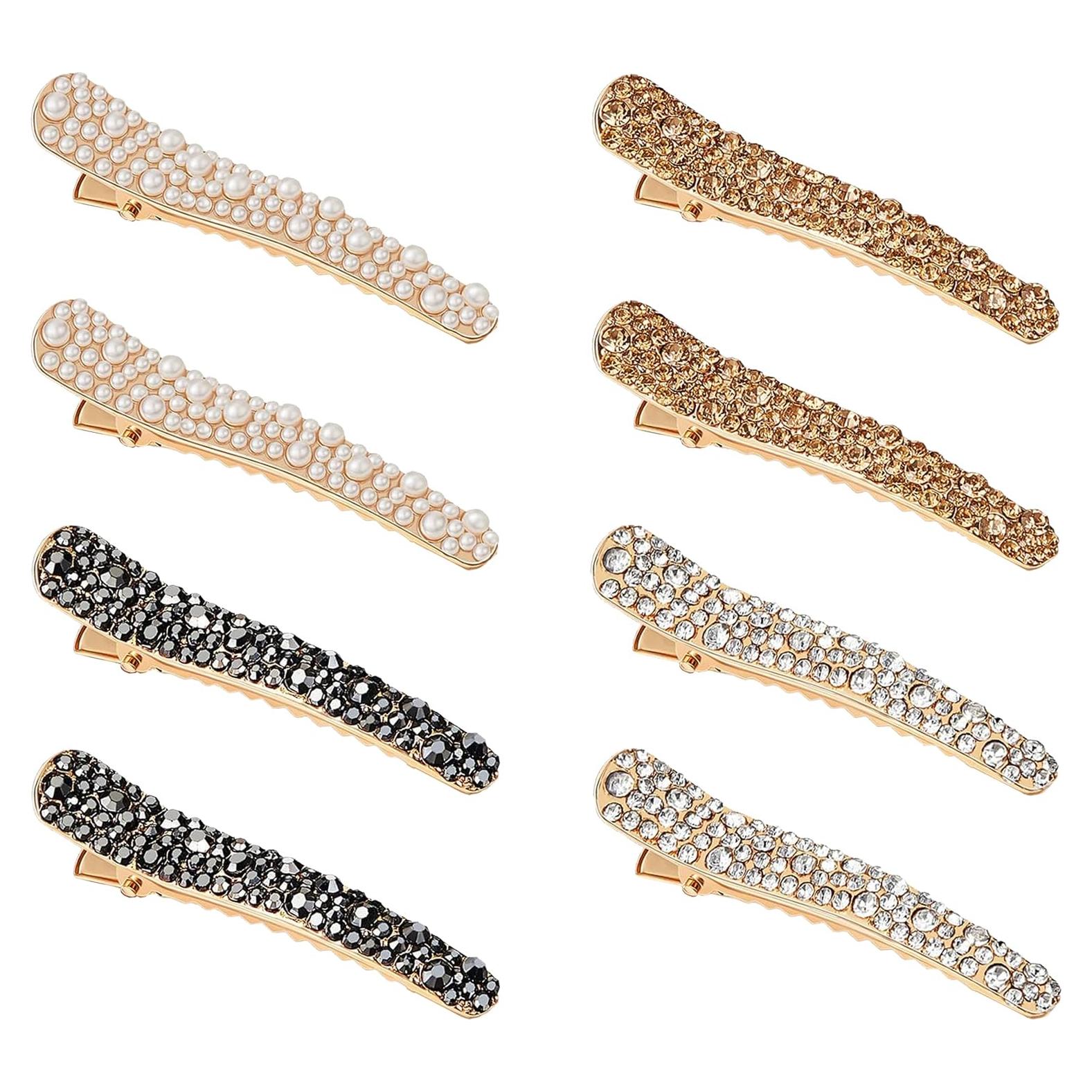 Clips de Pelo Yusier 8pcs Aleación con Perlas y Strass