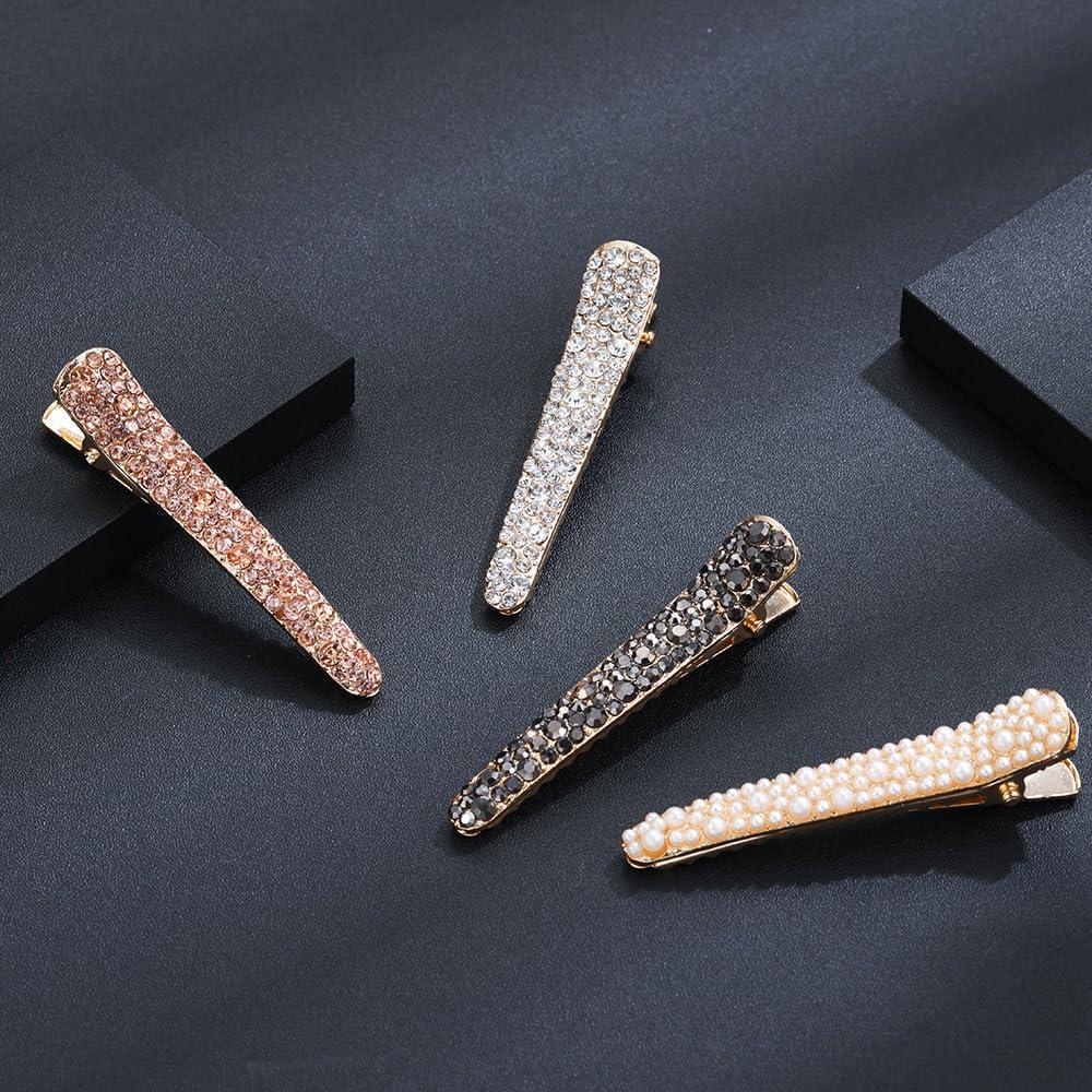 Clips de Pelo Yusier 8pcs Aleación con Perlas y Strass