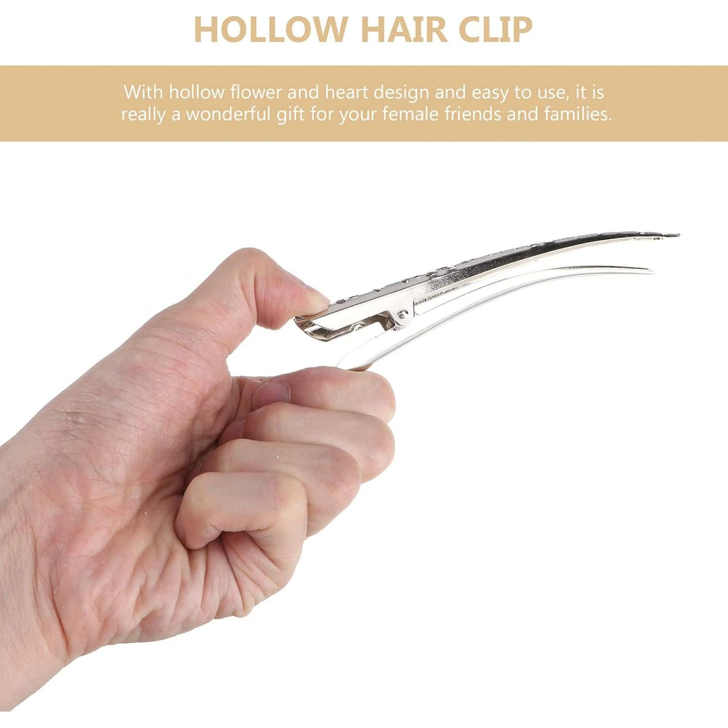 Pinzas para el cabello Billed de metal niquelado - 4 unidades