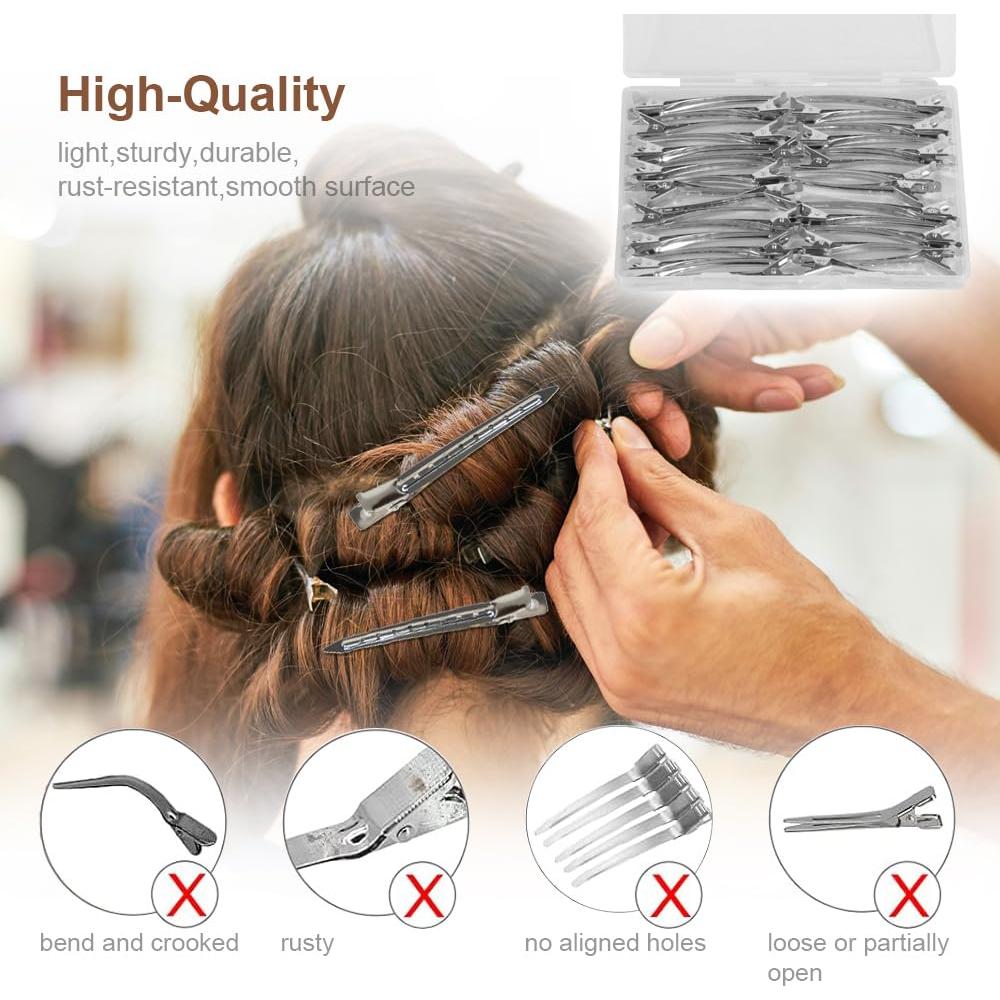 30 Clips de Cabello de Metal Ruocce Punta de Pato 8.9 cm