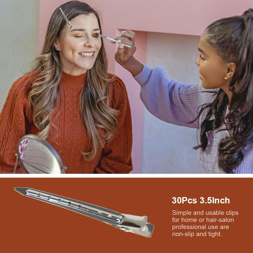 30 Clips de Cabello de Metal Ruocce Punta de Pato 8.9 cm