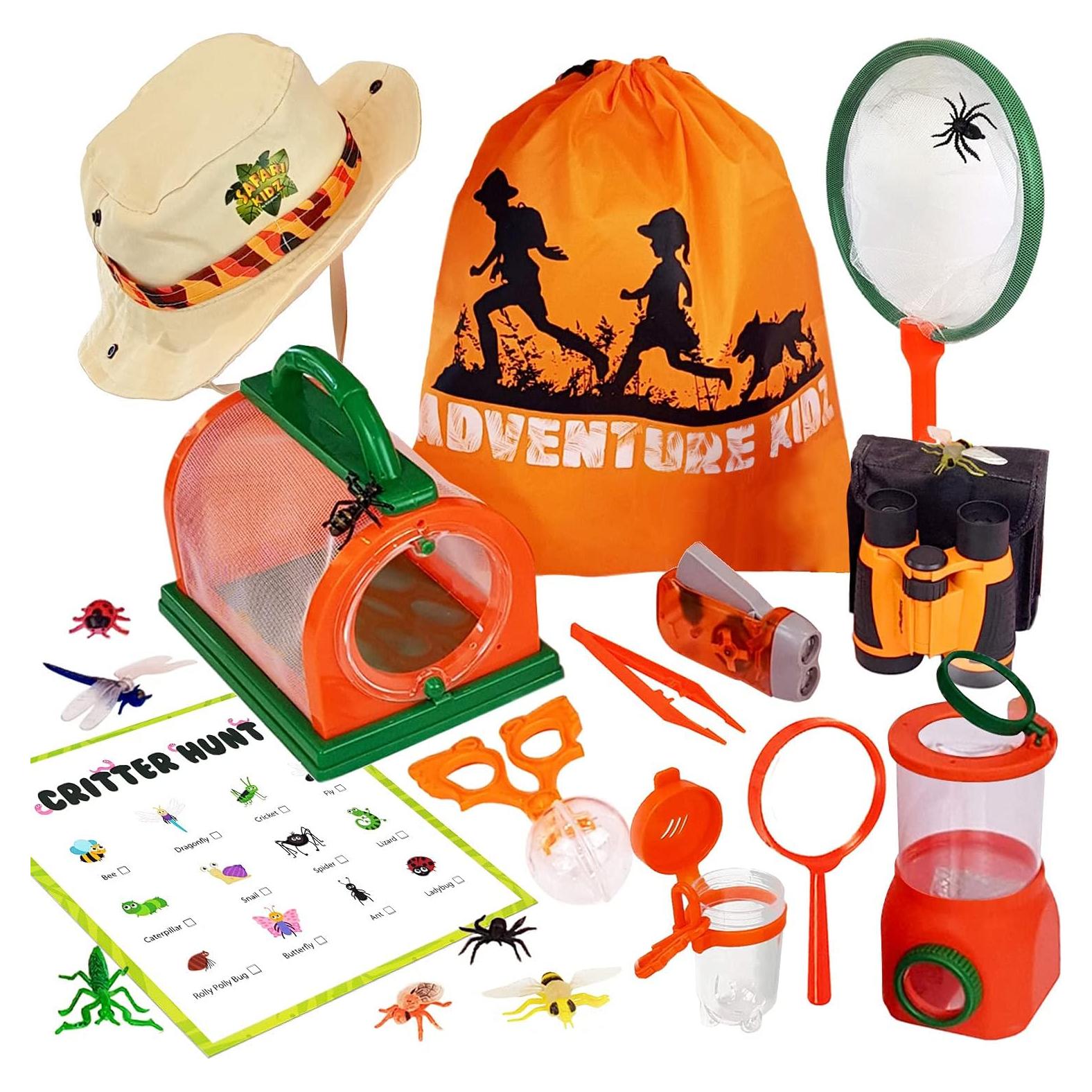 Kit de Exploración de Insectos Adventure Kidz - Binoculares, Lupa, Red