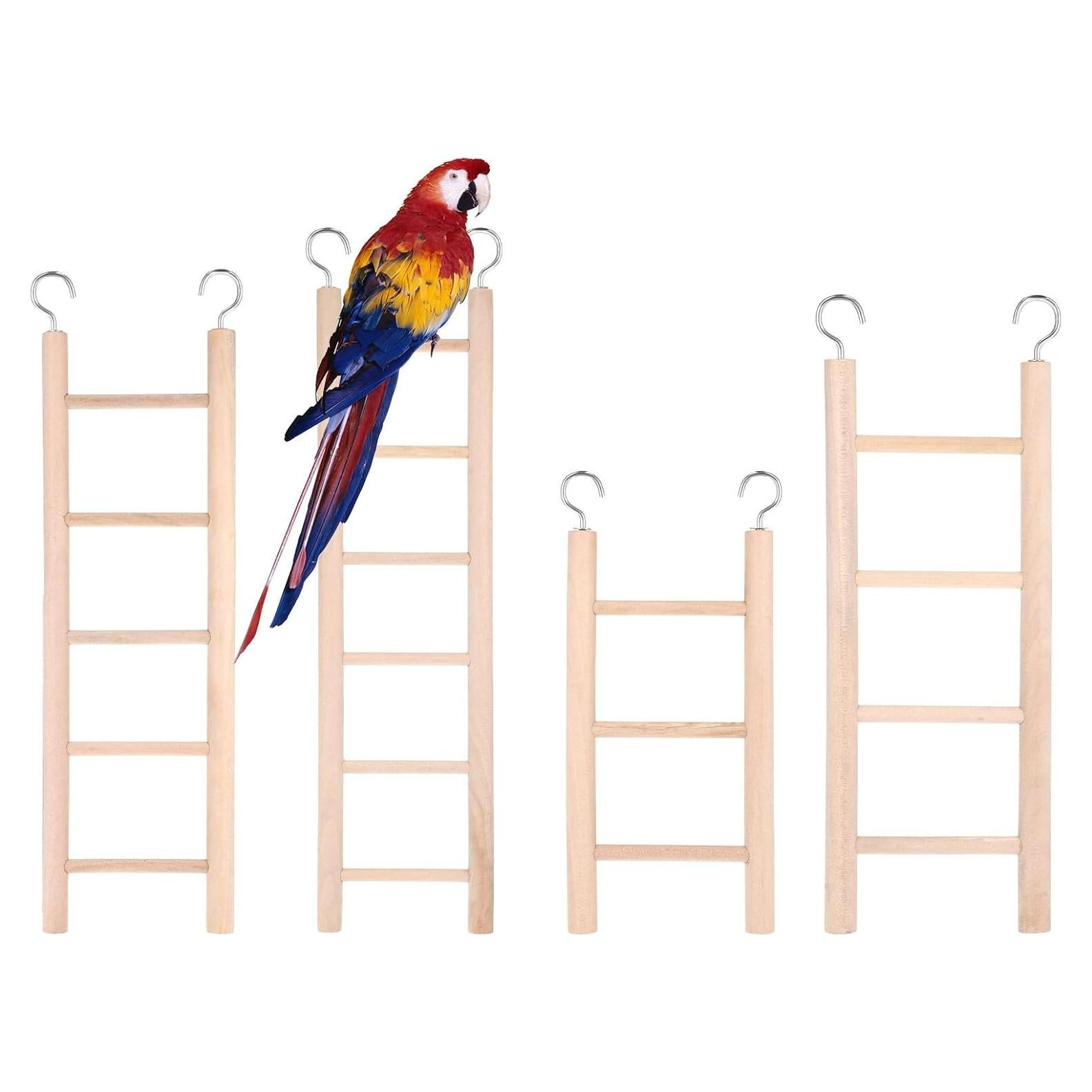 Juego de 4 Escaleras de Madera para Aves Gtziqa 27.9x7.1cm