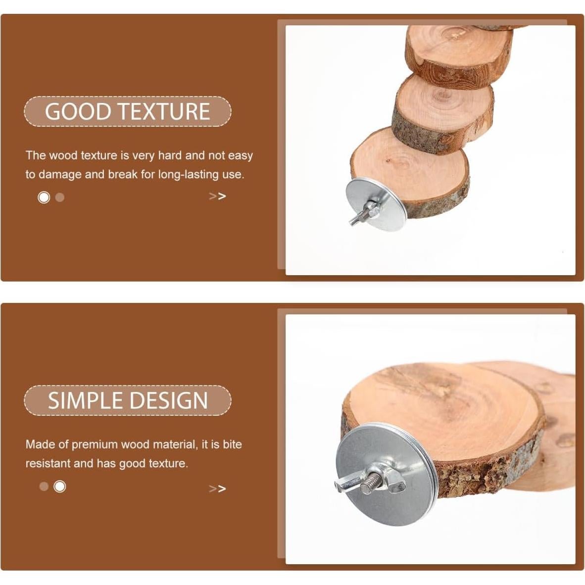 Escalera de Madera Natural Balacoo para Aves y Hámsters - 10 Pasos