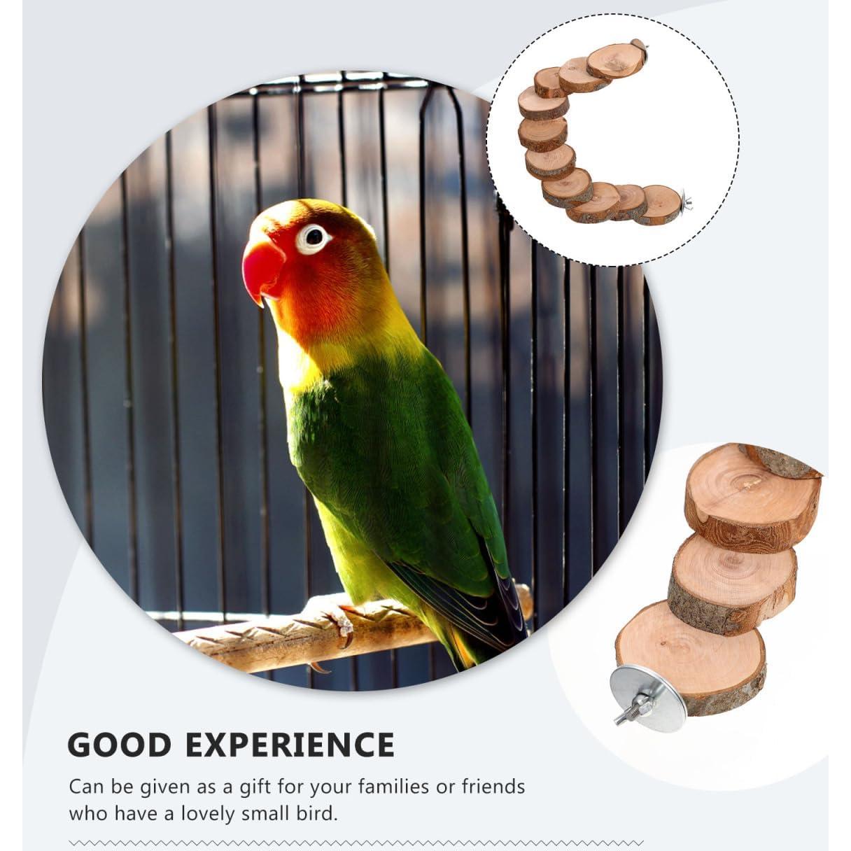 Escalera de Madera Natural Balacoo para Aves y Hámsters - 10 Pasos