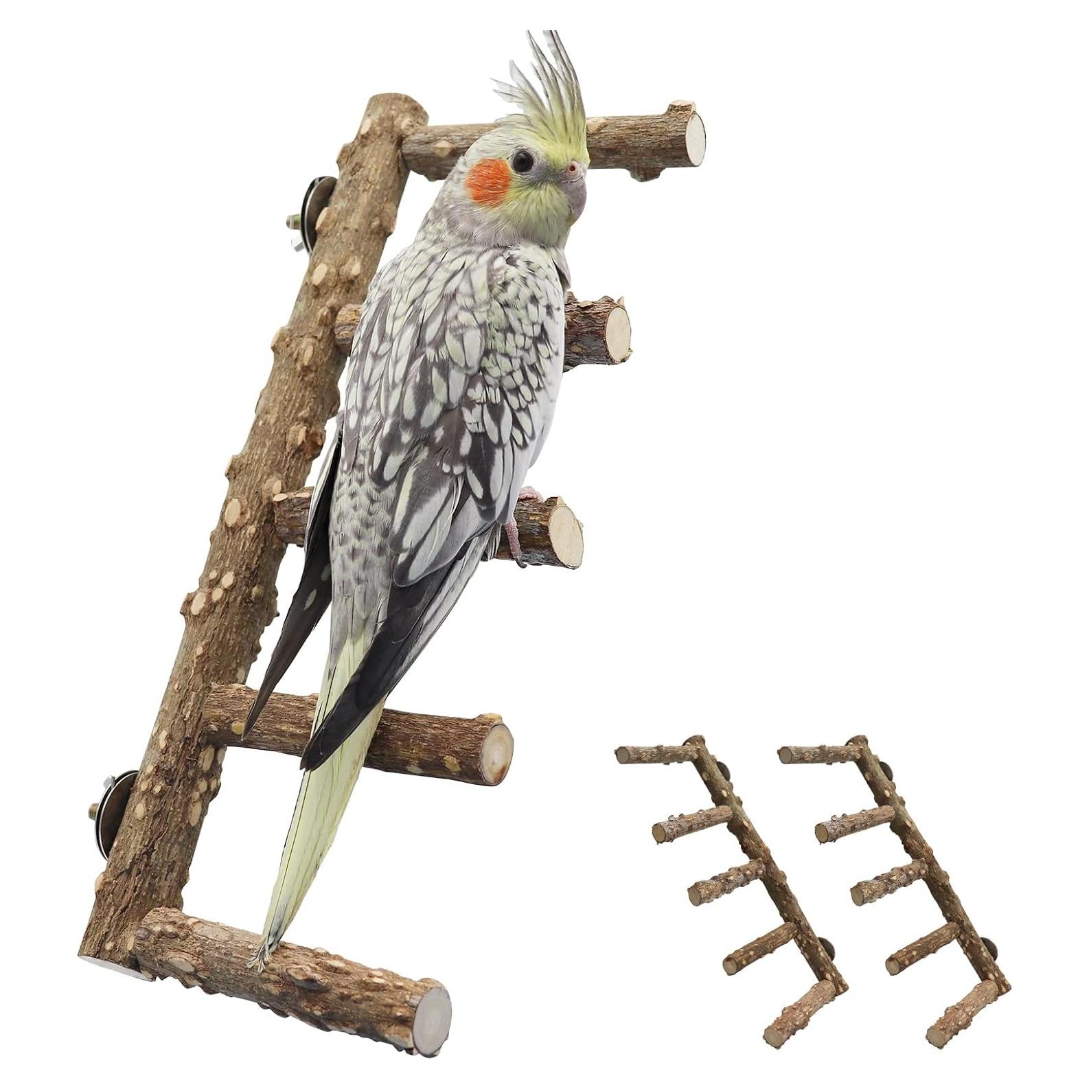 Escalera y Soportes para Aves Dnoifne - Madera Natural 30x12 cm