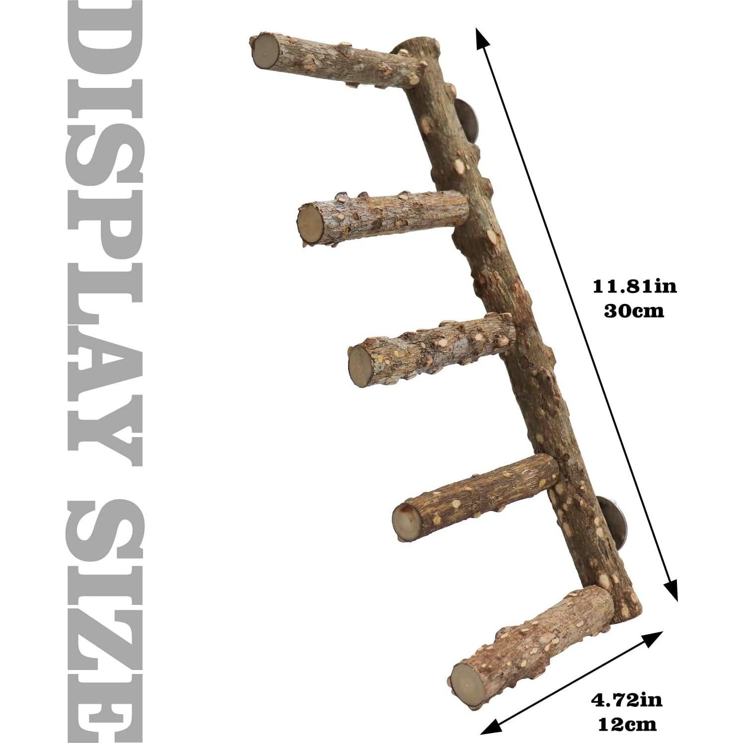 Escalera y Soportes para Aves Dnoifne - Madera Natural 30x12 cm