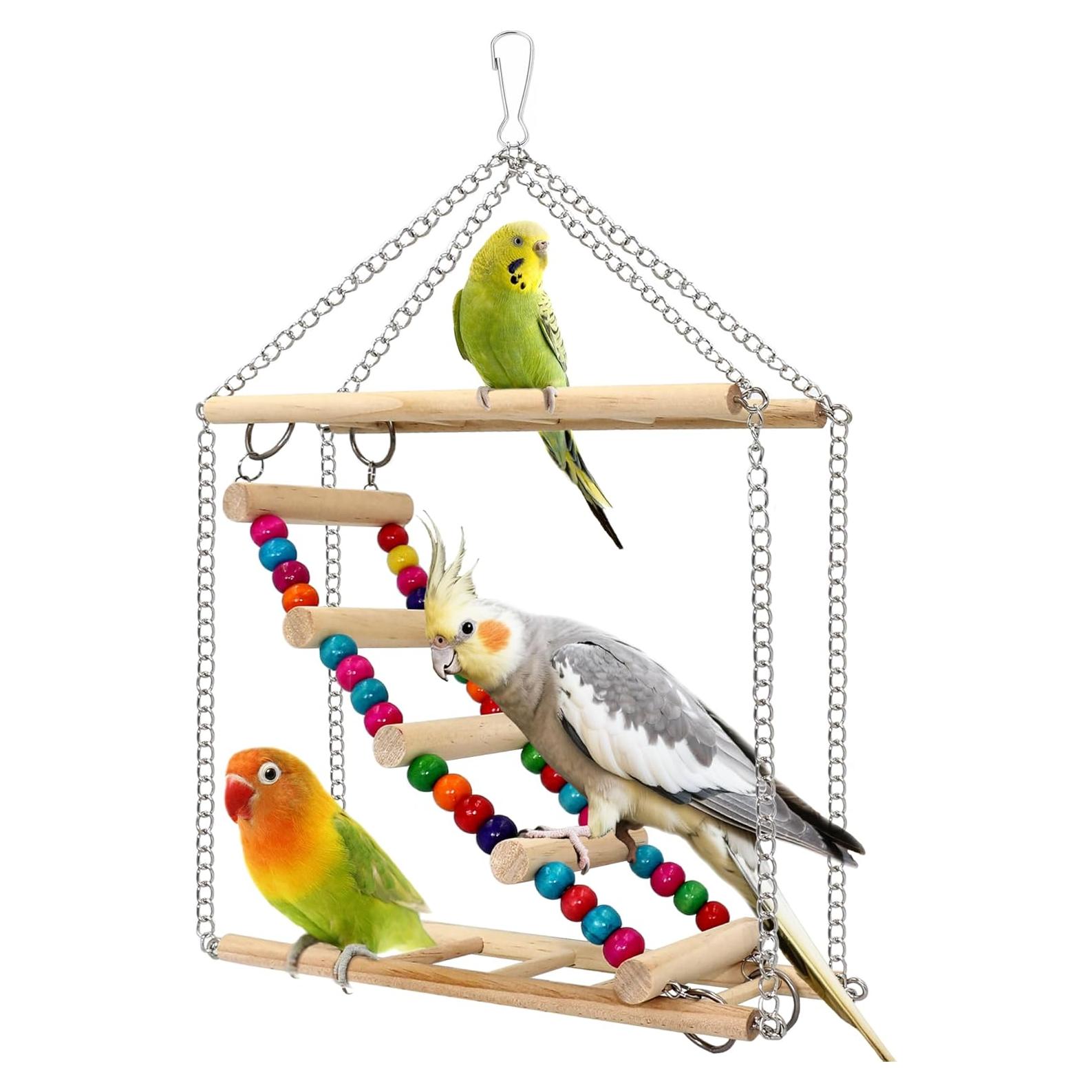 Escalera para Aves Jevnd 3 Rutas Madera Natural 23.9x19.8cm