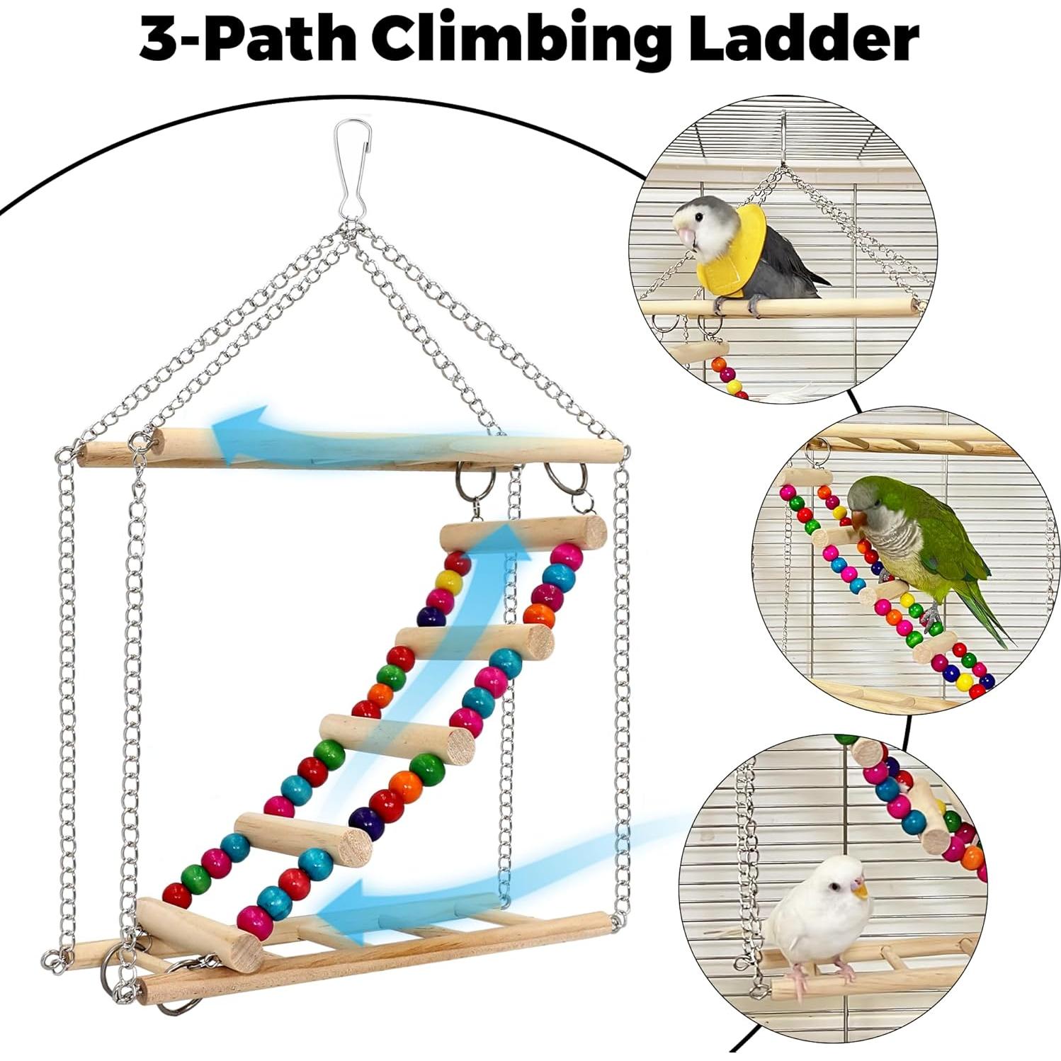 Escalera para Aves Jevnd 3 Rutas Madera Natural 23.9x19.8cm