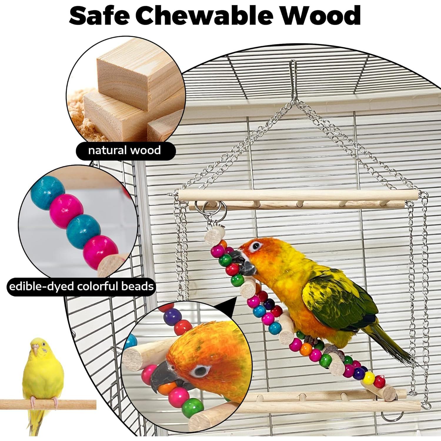 Escalera para Aves Jevnd 3 Rutas Madera Natural 23.9x19.8cm