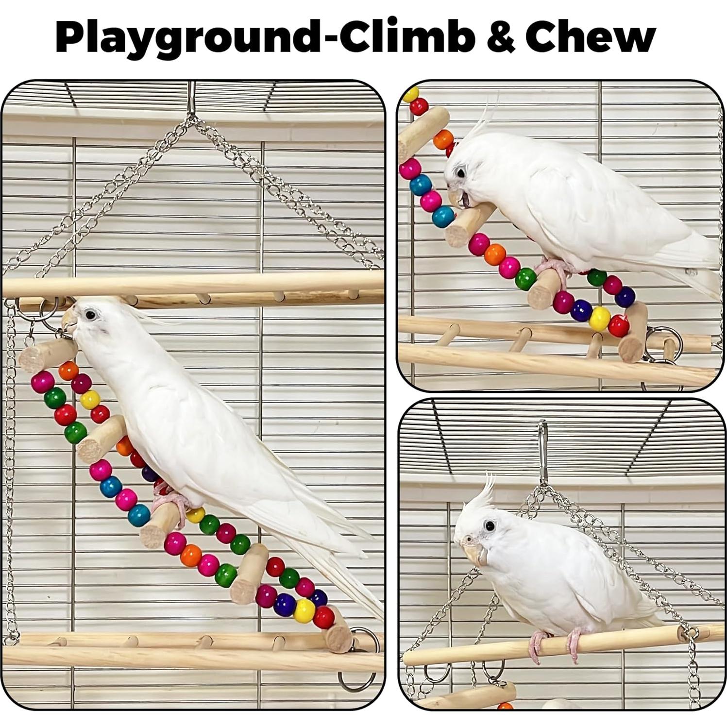 Escalera para Aves Jevnd 3 Rutas Madera Natural 23.9x19.8cm