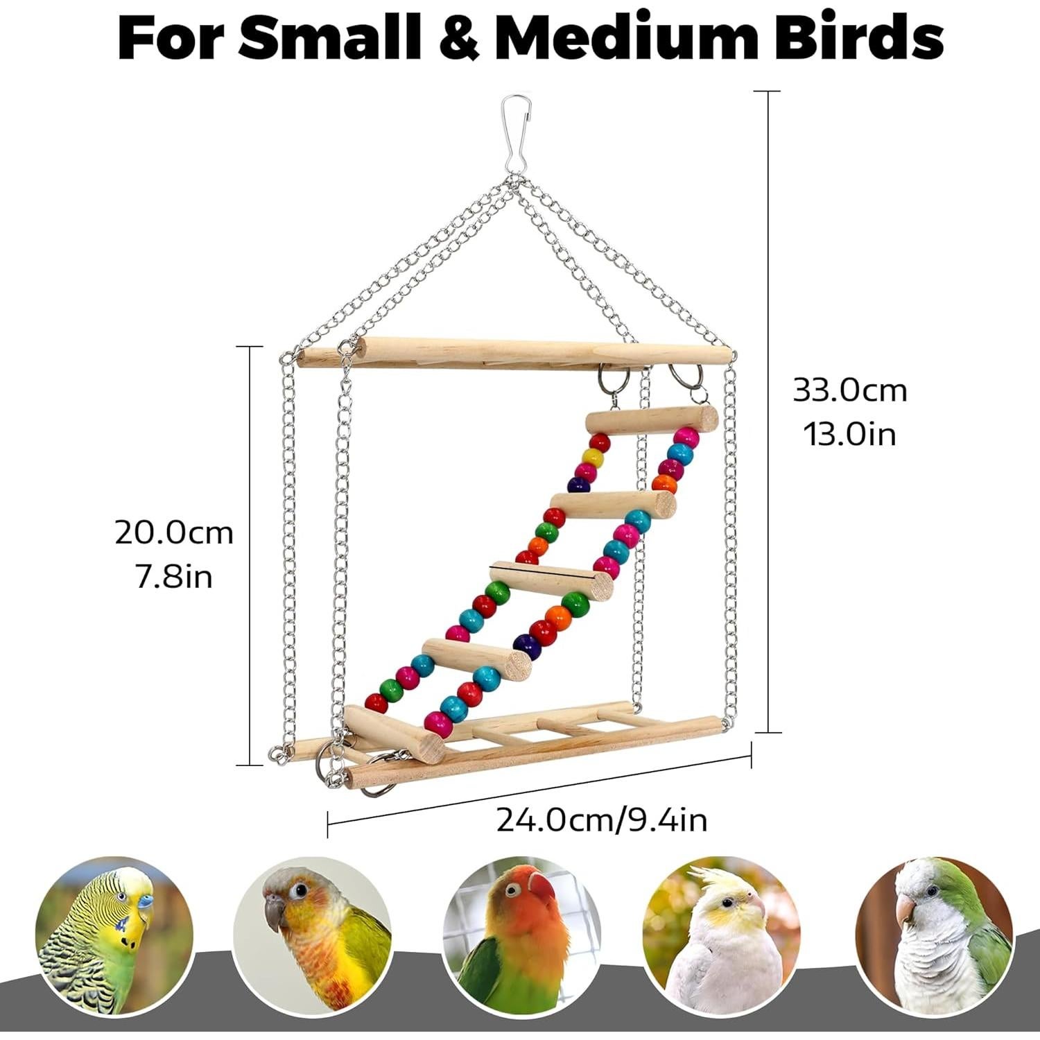 Escalera para Aves Jevnd 3 Rutas Madera Natural 23.9x19.8cm