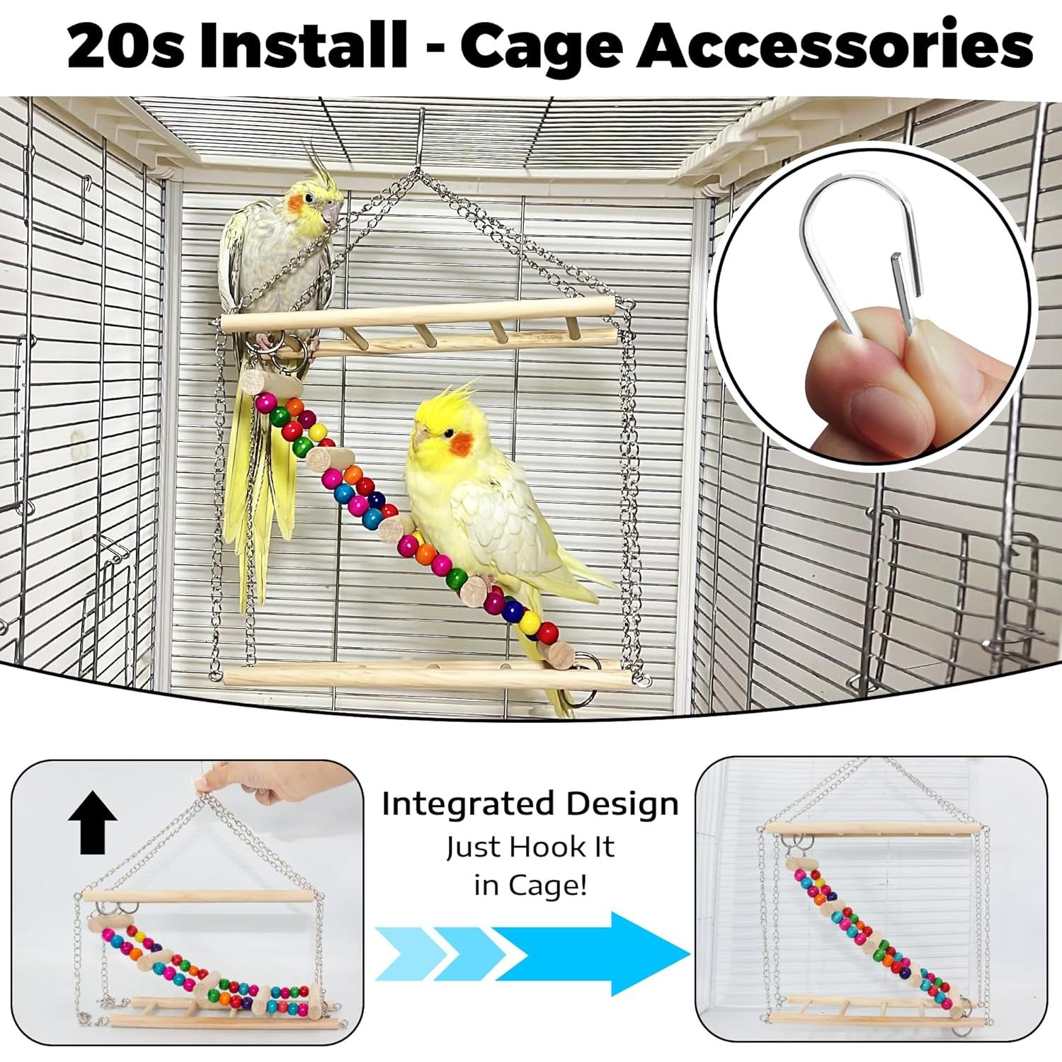 Escalera para Aves Jevnd 3 Rutas Madera Natural 23.9x19.8cm