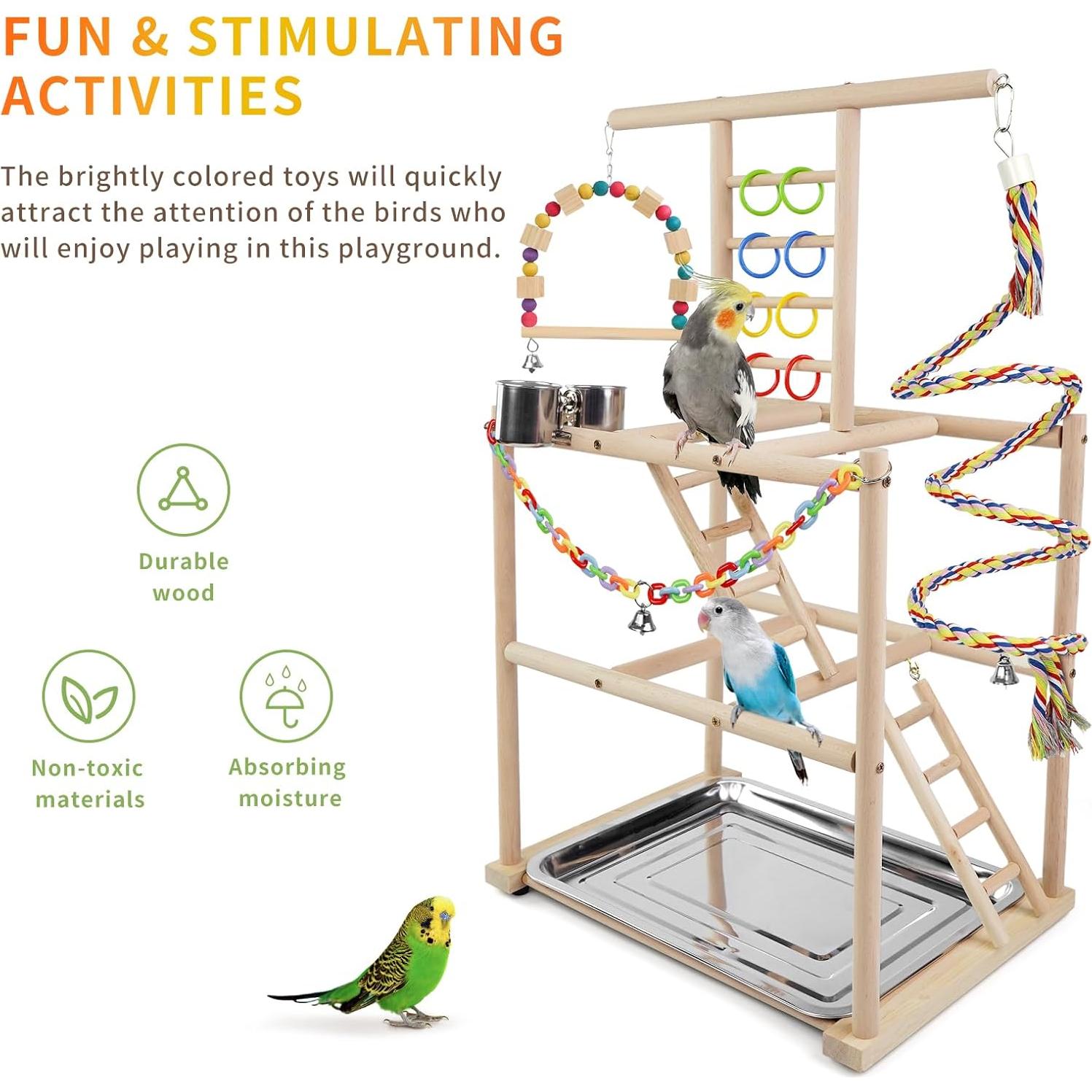 Parque de Aves HPAWHOMEPART con 3 Escaleras y Columpio