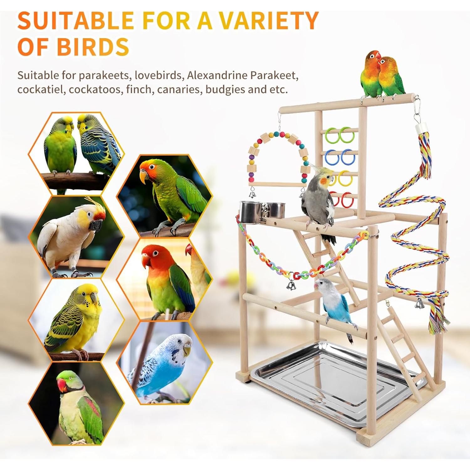 Parque de Aves HPAWHOMEPART con 3 Escaleras y Columpio