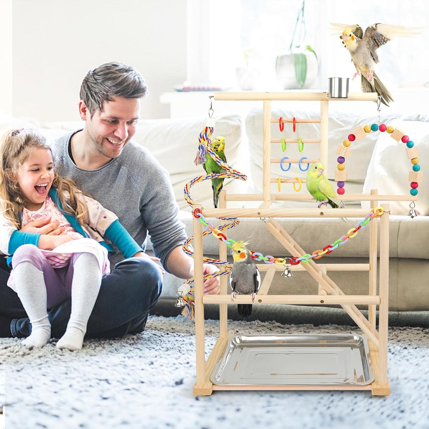 Parque de Aves HPAWHOMEPART con 3 Escaleras y Columpio