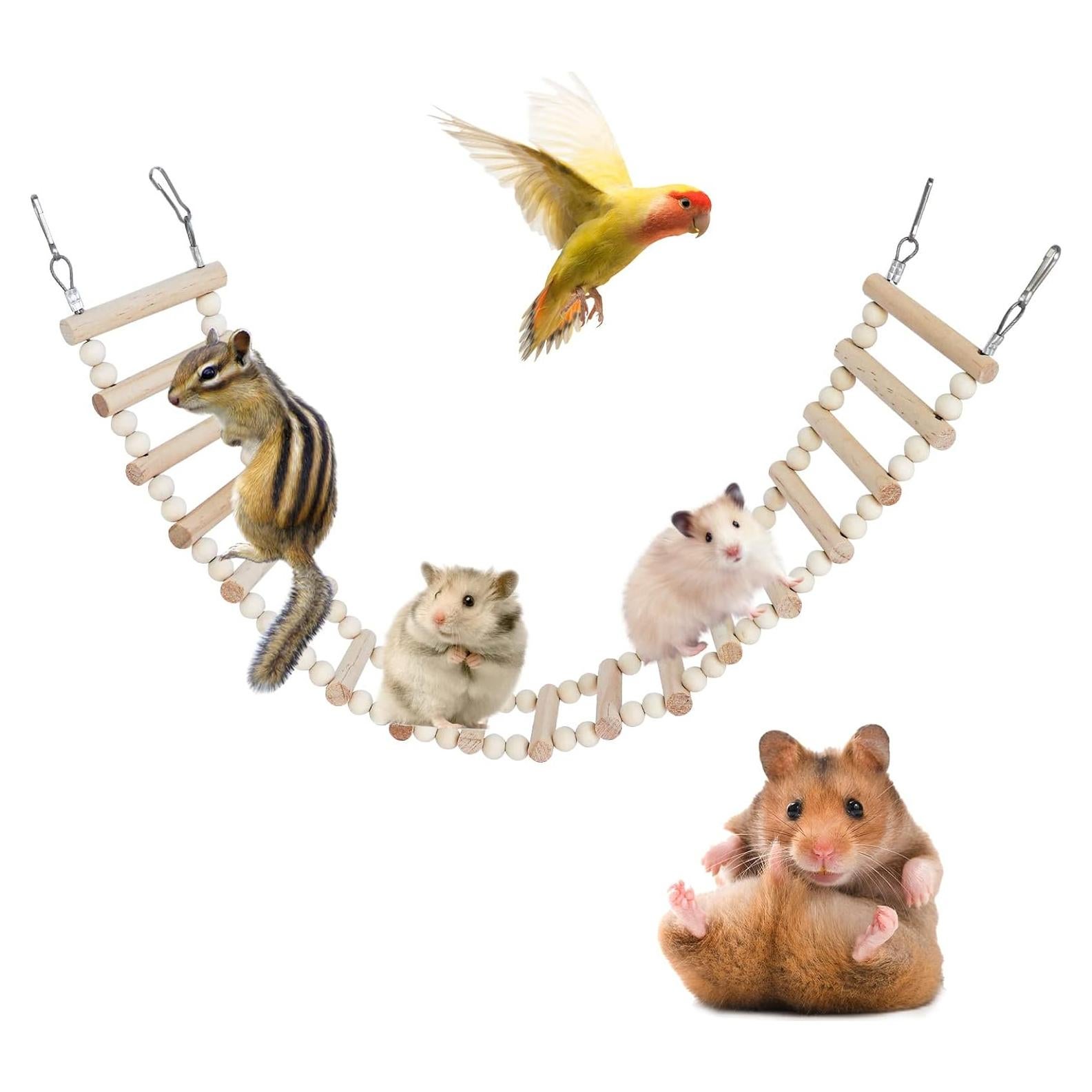 Puente Escalera de Madera Natural Dnoifne 66 cm para Ratas y Aves