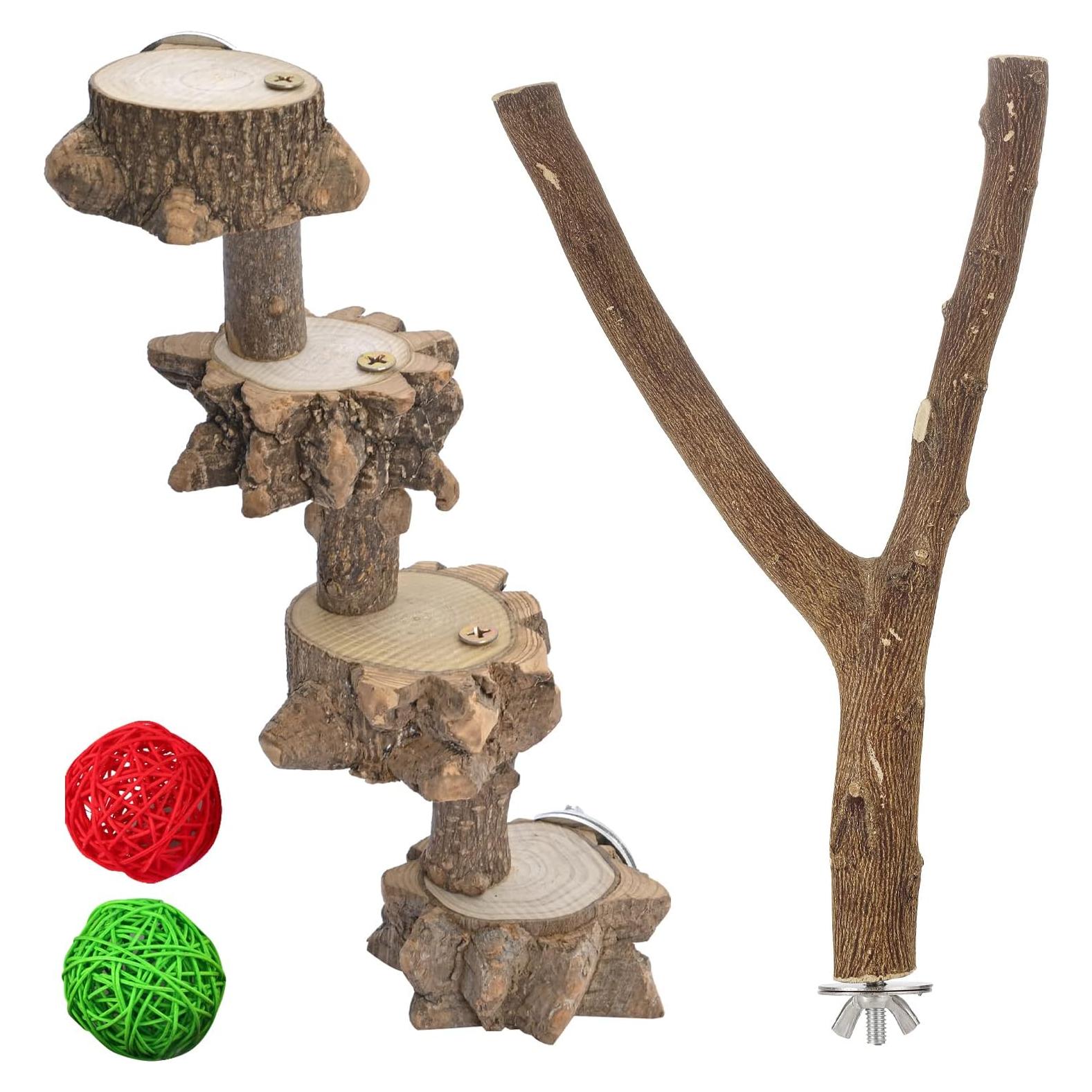 Juguete para Periquitos Luonfels con Escalera de Madera 4 Pasos