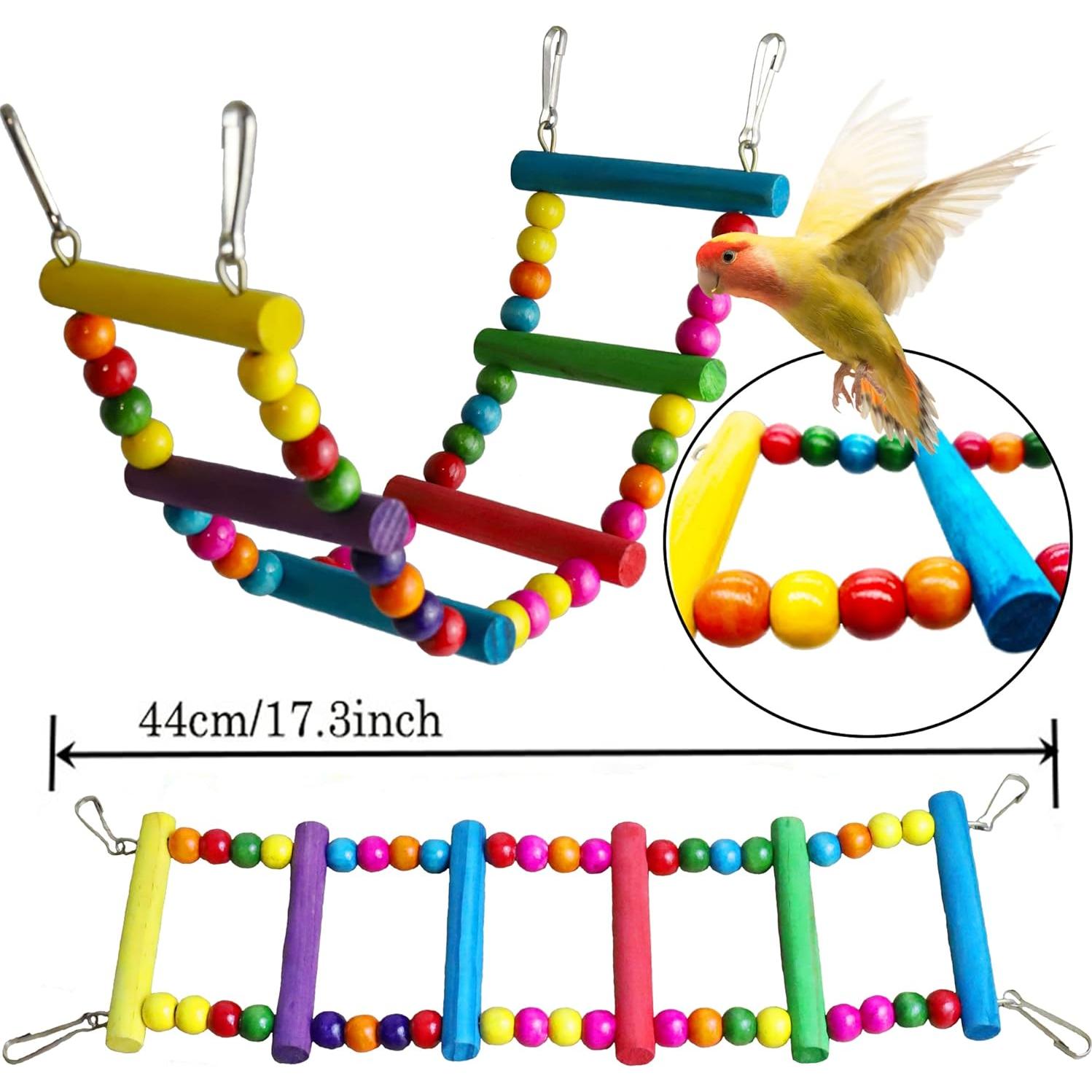 Juguetes para Periquitos y Loros ESRISE - Hamaca, Escalera y Masticar