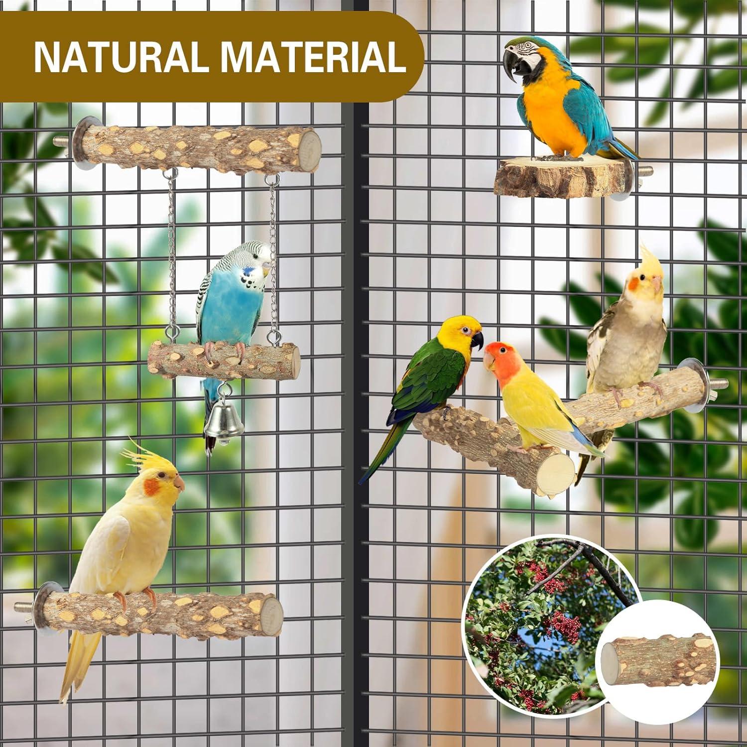 Posaderos para Aves lovyoCoCo - 4 Piezas de Madera Natural