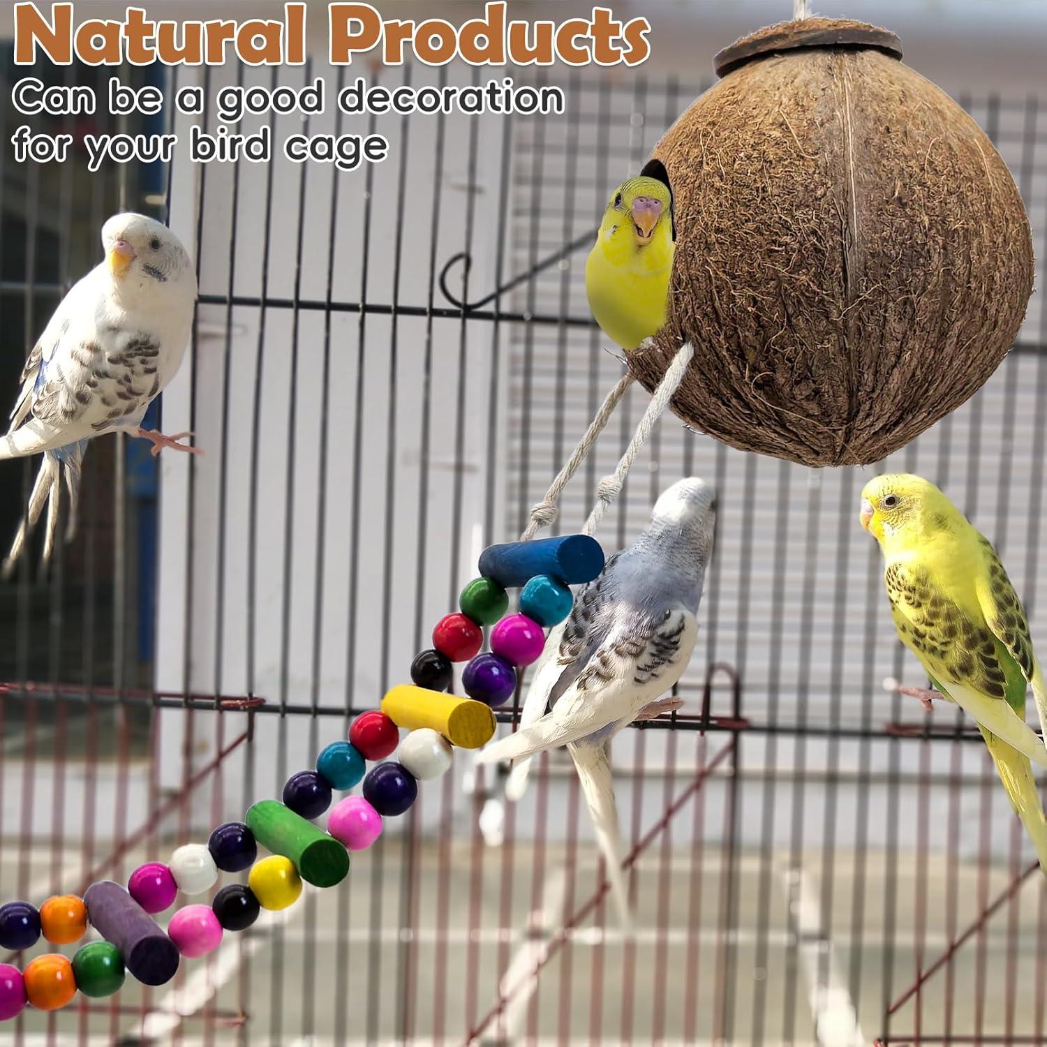 Nido de Pájaro de Coco PINVNBY con Escalera y Columpio