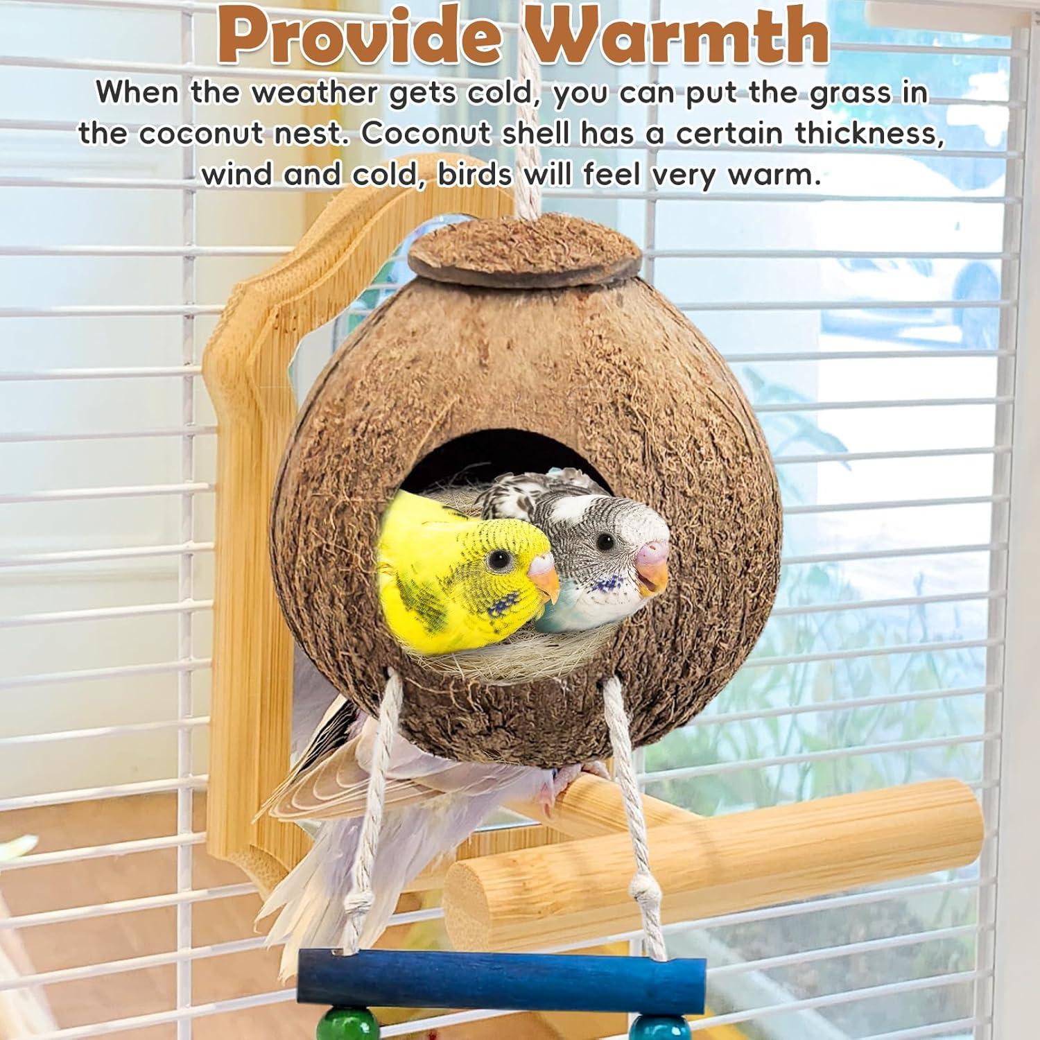 Nido de Pájaro de Coco PINVNBY con Escalera y Columpio
