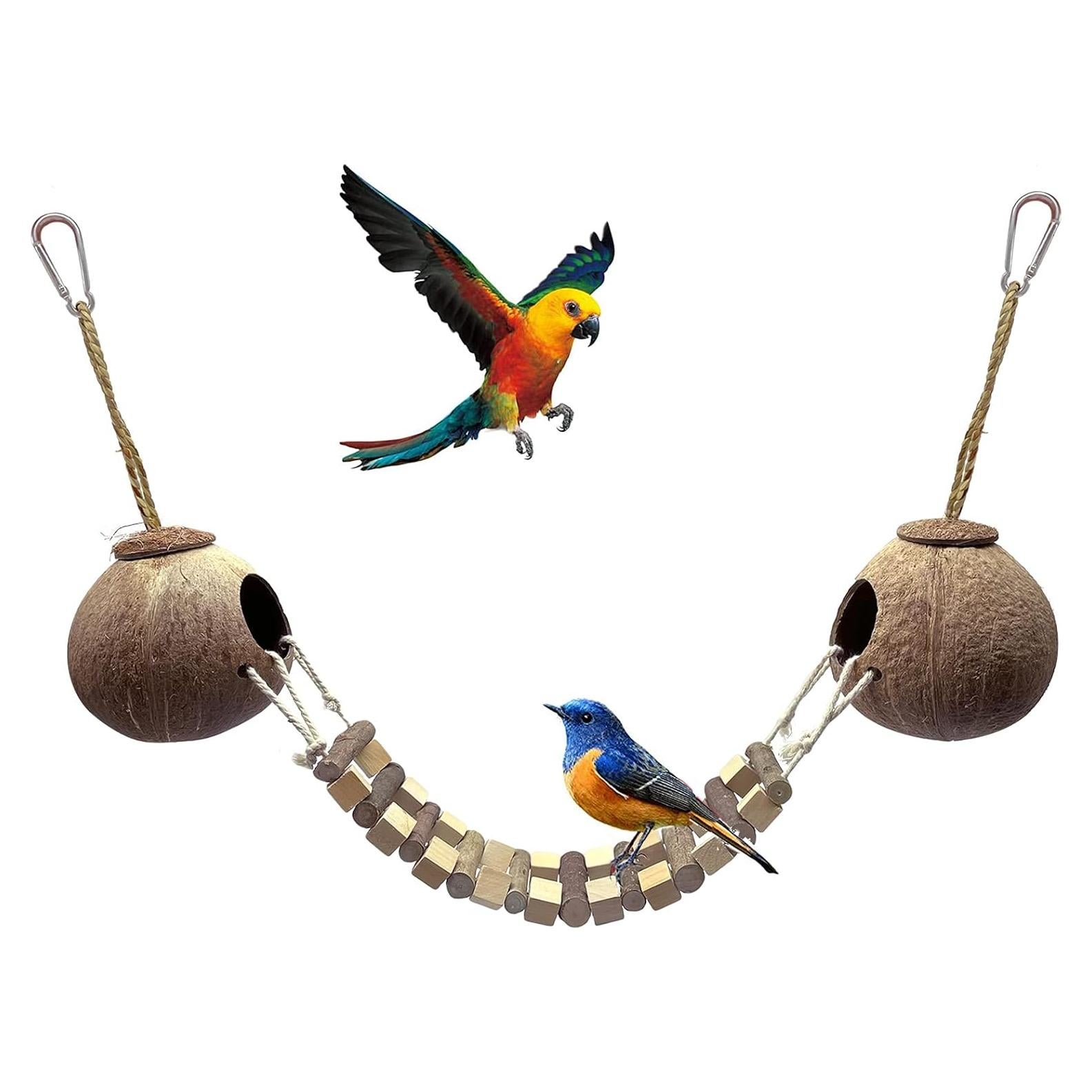 Casa Nido de Coco Hamiledyi para Aves y Hámsters con Escalera