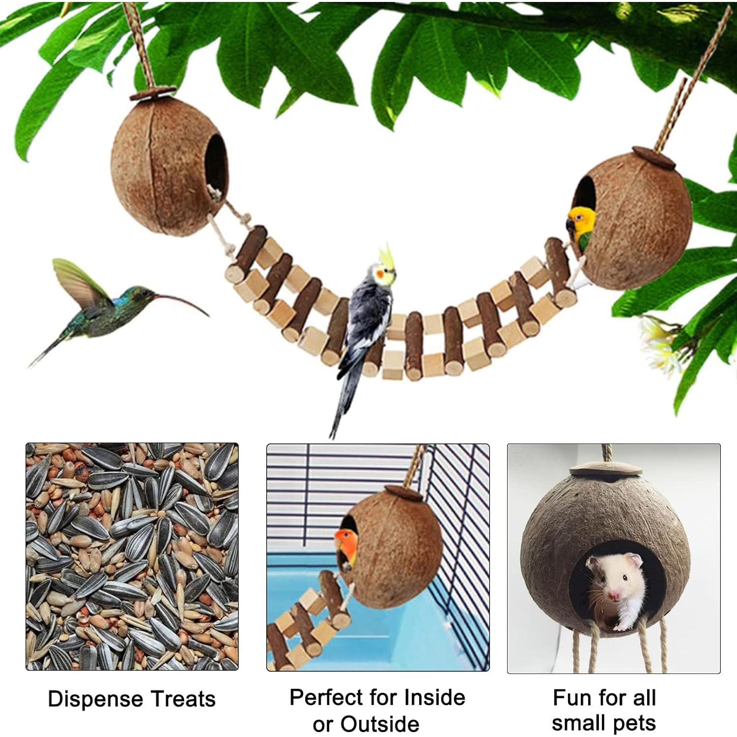 Casa Nido de Coco Hamiledyi para Aves y Hámsters con Escalera