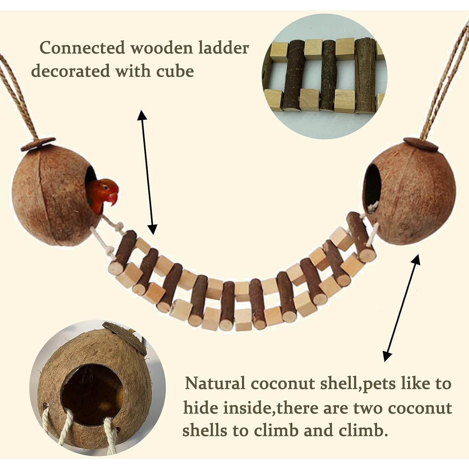 Casa Nido de Coco Hamiledyi para Aves y Hámsters con Escalera