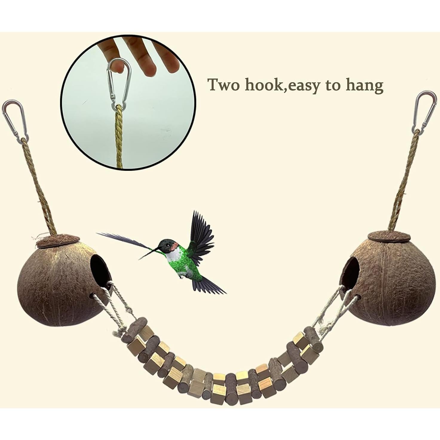 Casa Nido de Coco Hamiledyi para Aves y Hámsters con Escalera