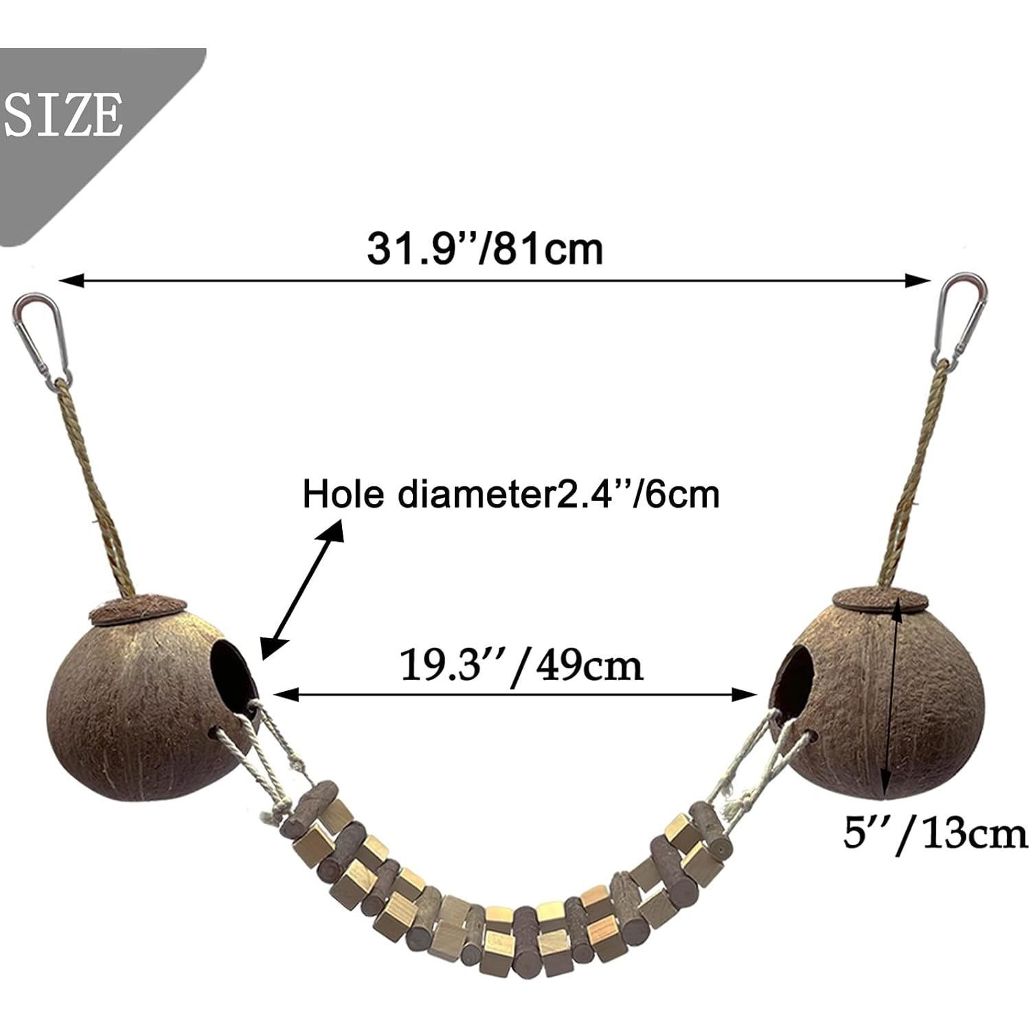 Casa Nido de Coco Hamiledyi para Aves y Hámsters con Escalera