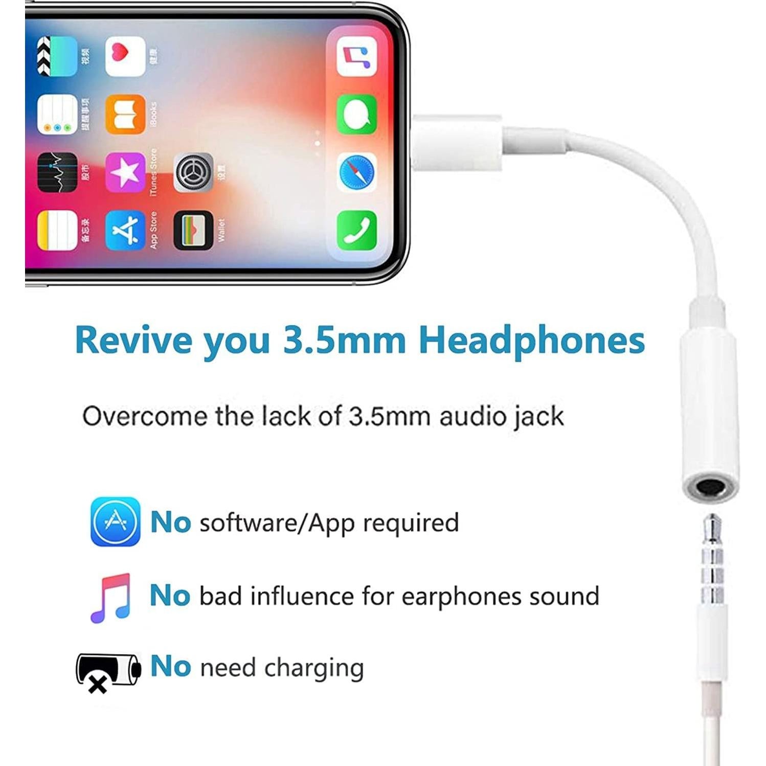 Adaptador Lightning a 3.5mm DESOFICON 2 Pack Blanco