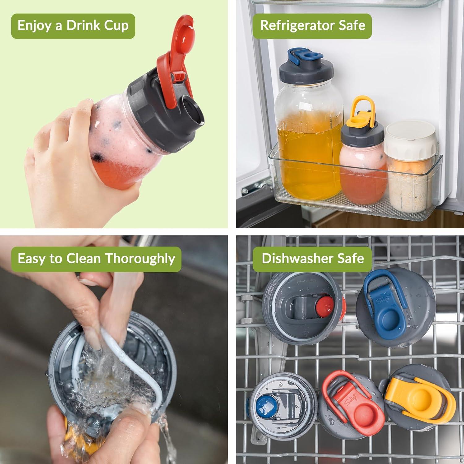 6 Tapas de Tarro Mason Soligt Boca Regular A Prueba de Fugas