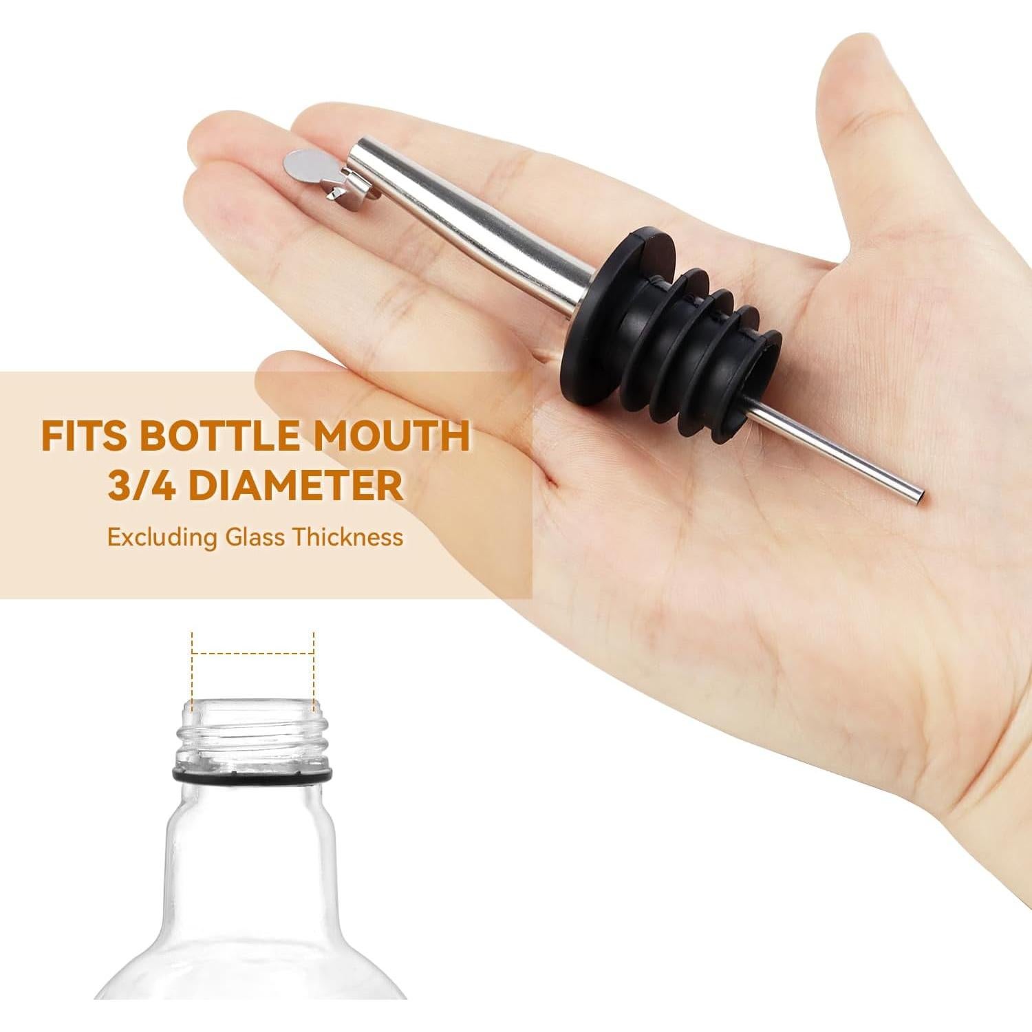 Paquete de 12 vertedores de licor acero inoxidable con tapa automática