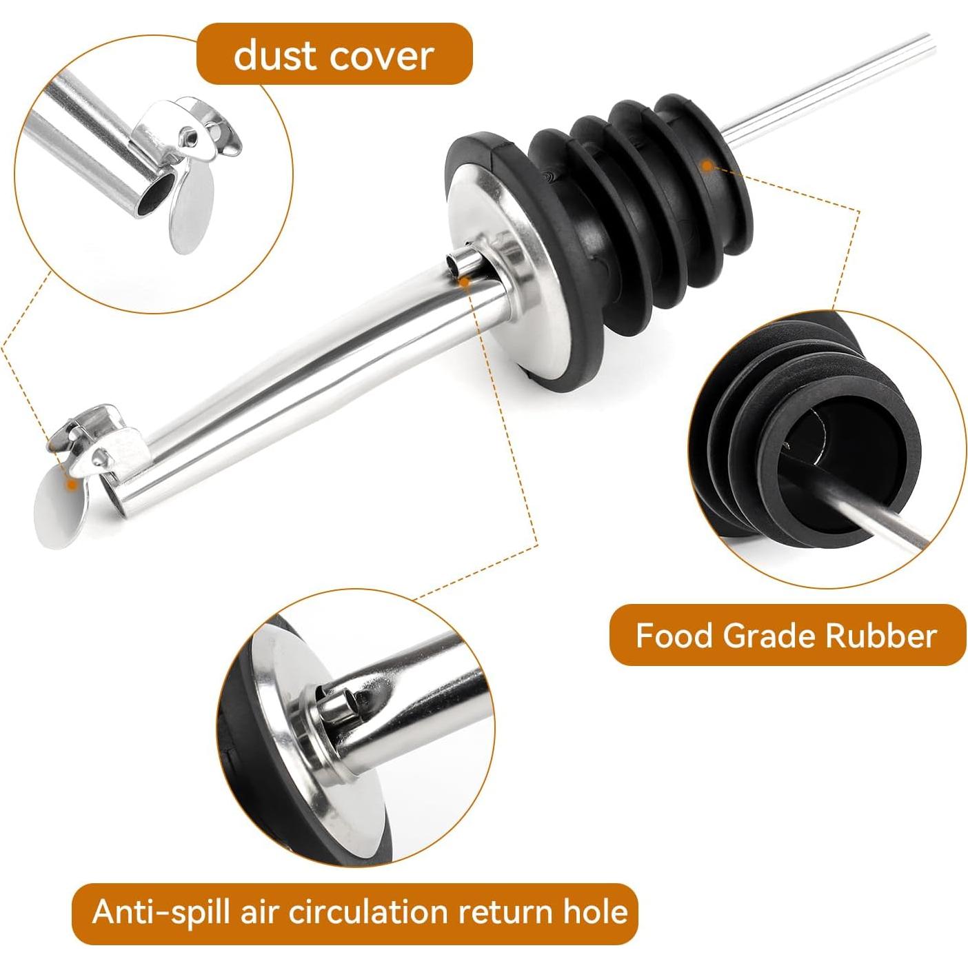 Paquete de 12 vertedores de licor acero inoxidable con tapa automática