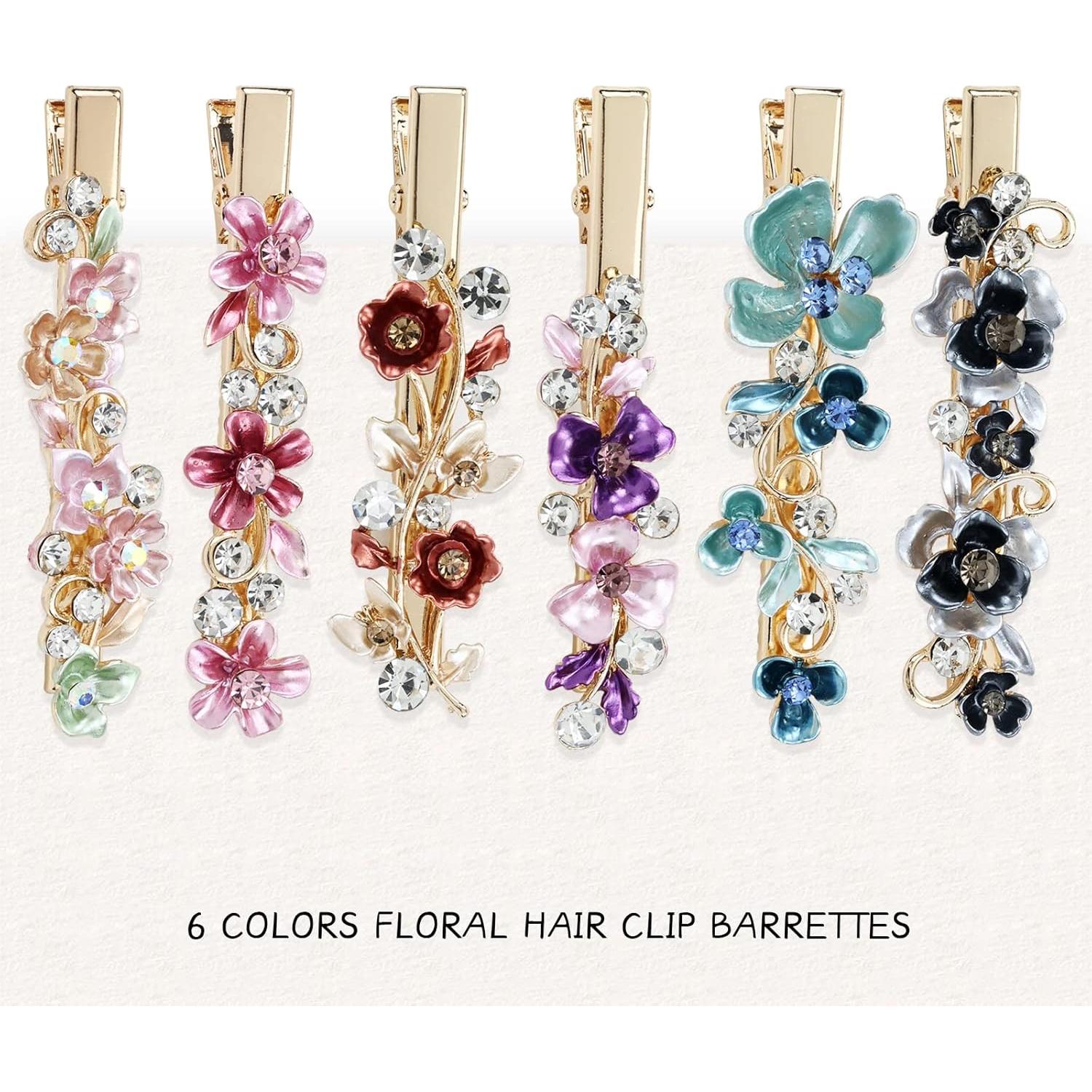 Clips de Pelo de Flor Brillante Lawie - 12 Piezas Coloridas