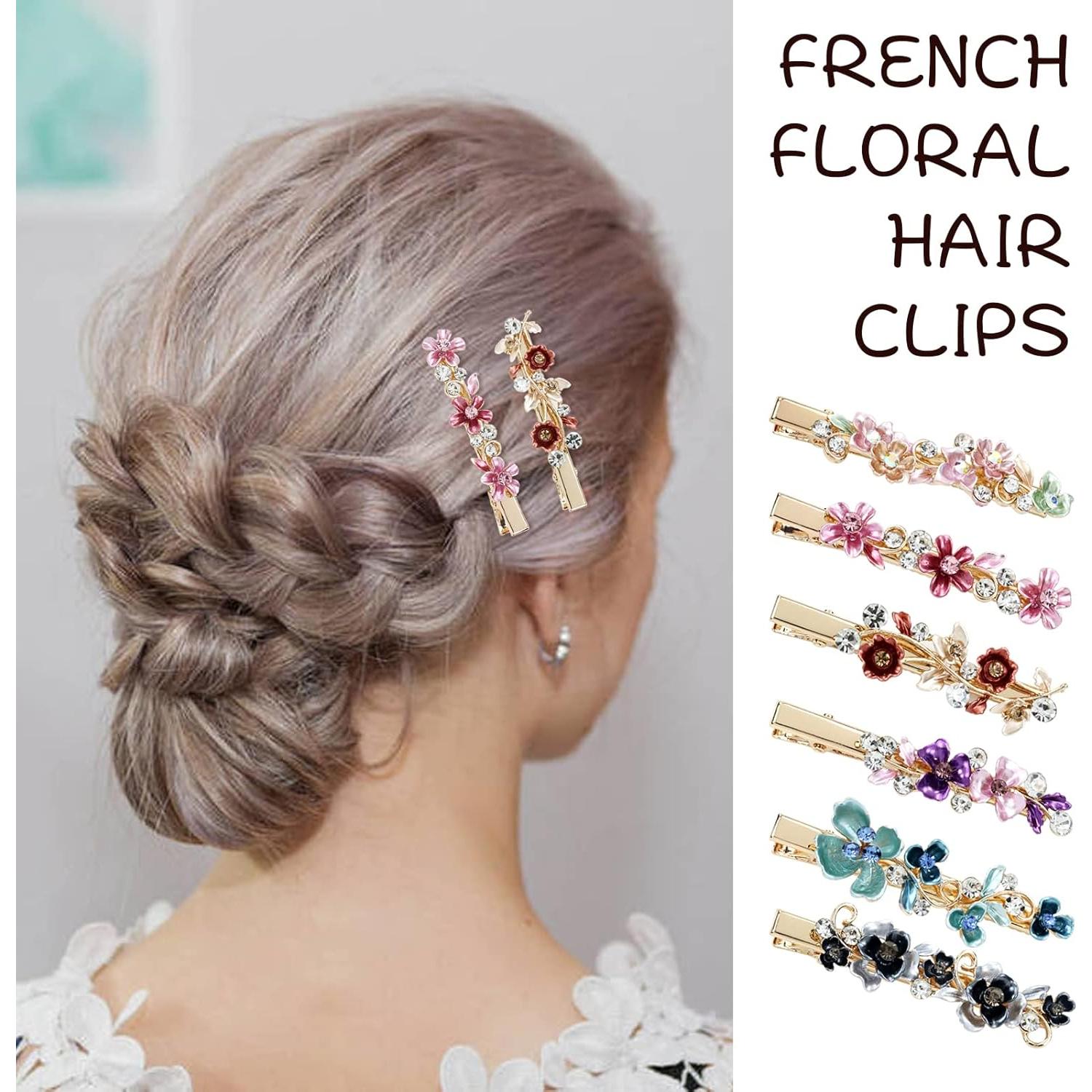 Clips de Pelo de Flor Brillante Lawie - 12 Piezas Coloridas