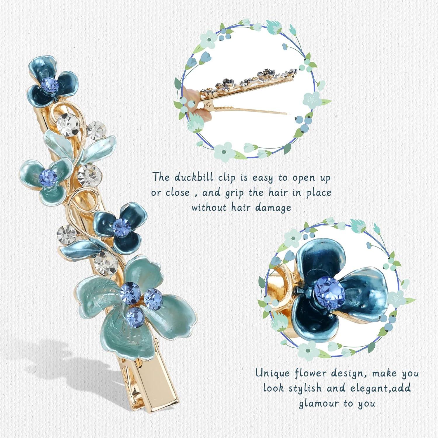 Clips de Pelo de Flor Brillante Lawie - 12 Piezas Coloridas