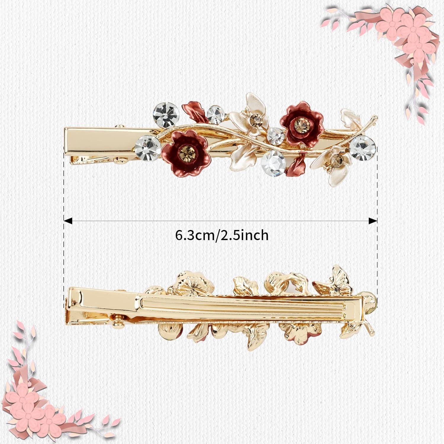 Clips de Pelo de Flor Brillante Lawie - 12 Piezas Coloridas