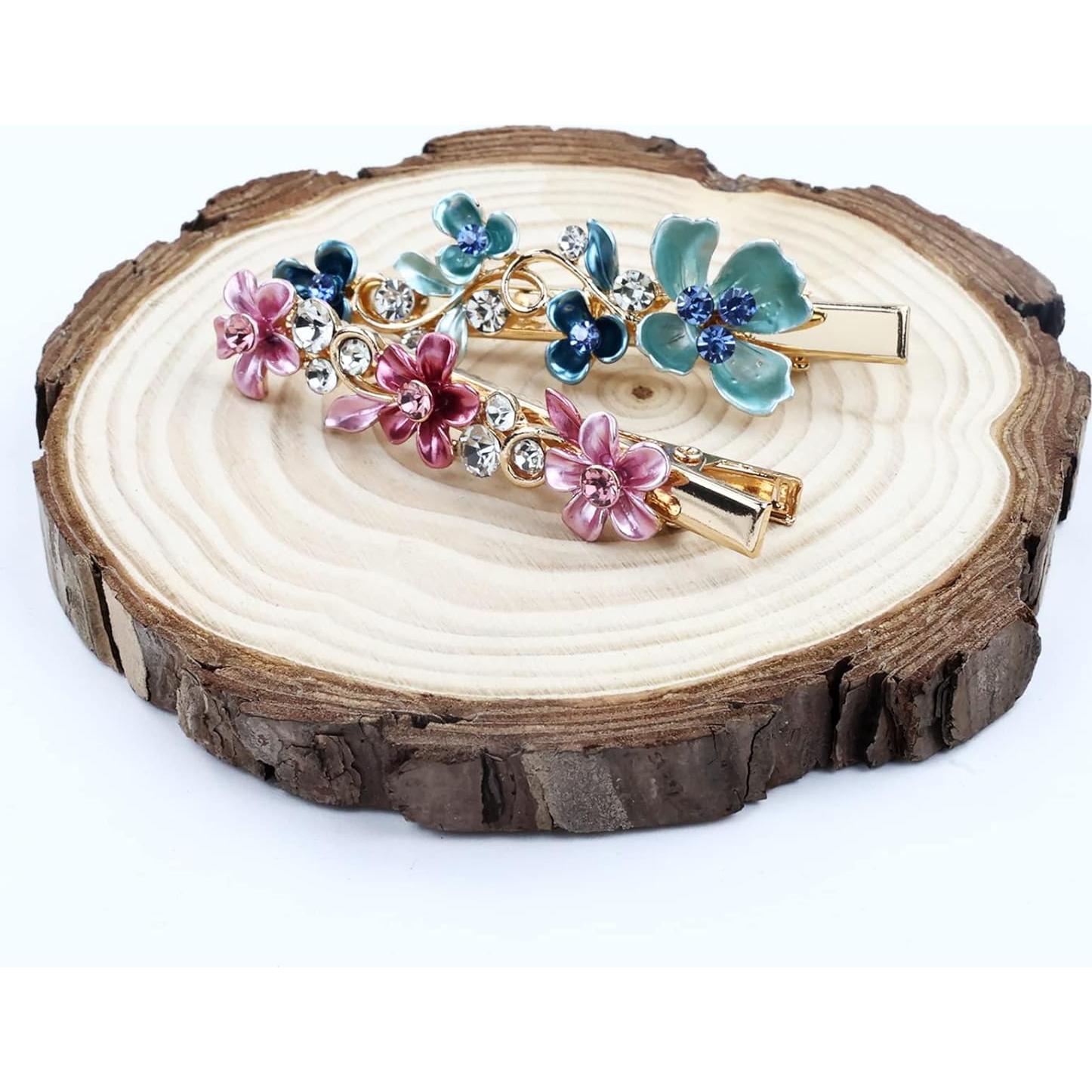 Clips de Pelo de Flor Brillante Lawie - 12 Piezas Coloridas