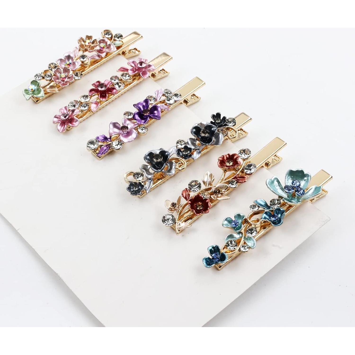 Clips de Pelo de Flor Brillante Lawie - 12 Piezas Coloridas