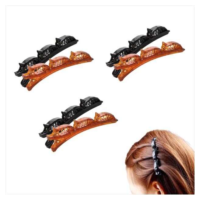 Clips de Cabello Trenzados ZhangyiHot - 6 Pcs (3 Negros + 3 Marrones)