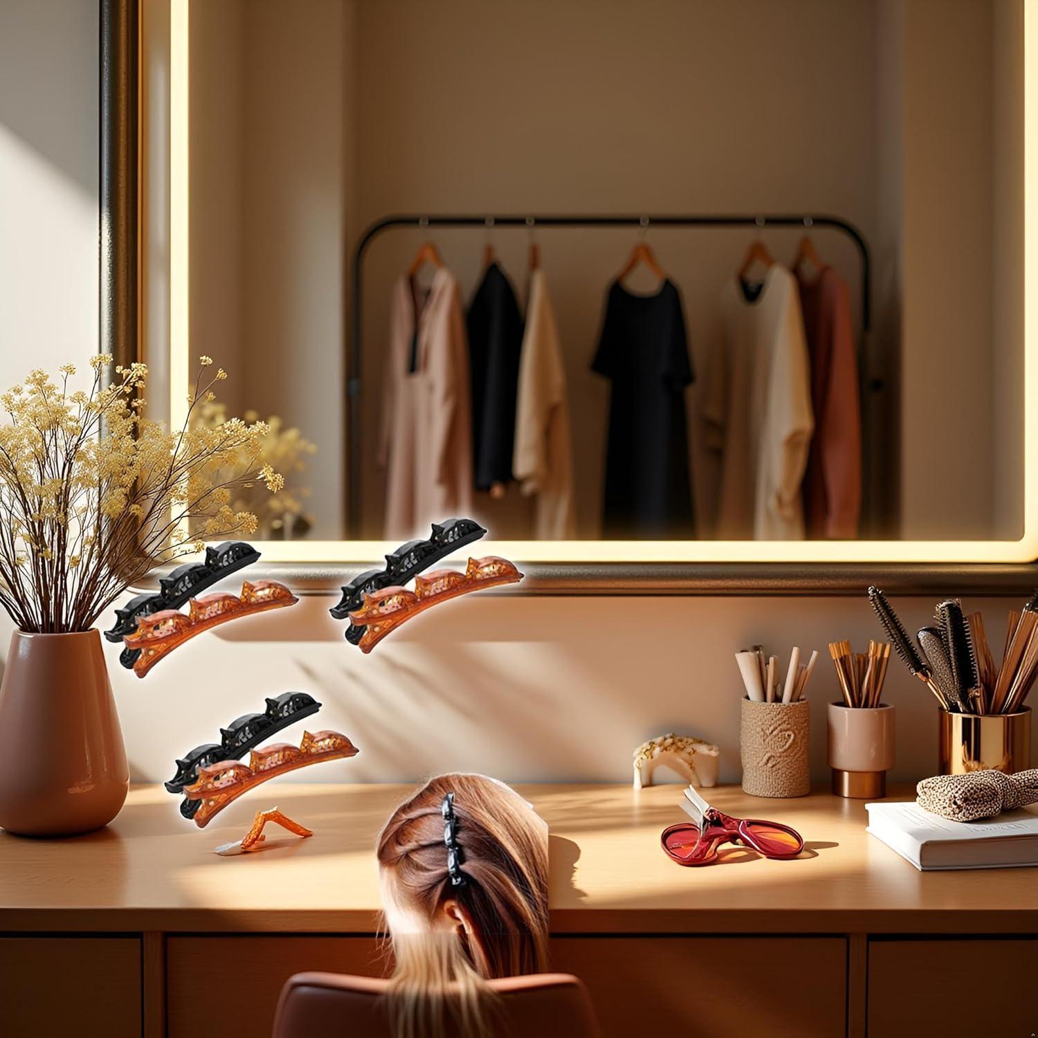 Clips de Cabello Trenzados ZhangyiHot - 6 Pcs (3 Negros + 3 Marrones)