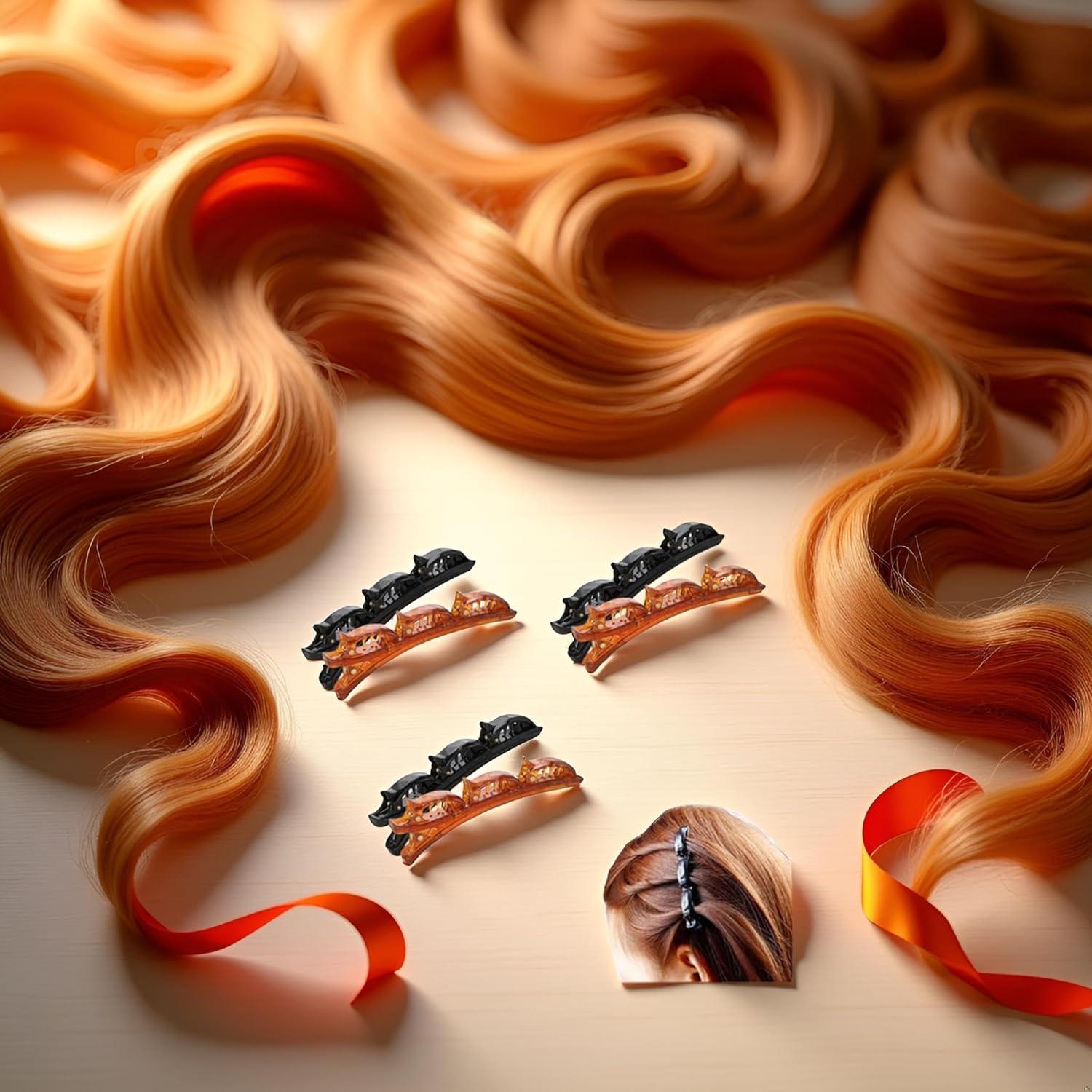Clips de Cabello Trenzados ZhangyiHot - 6 Pcs (3 Negros + 3 Marrones)