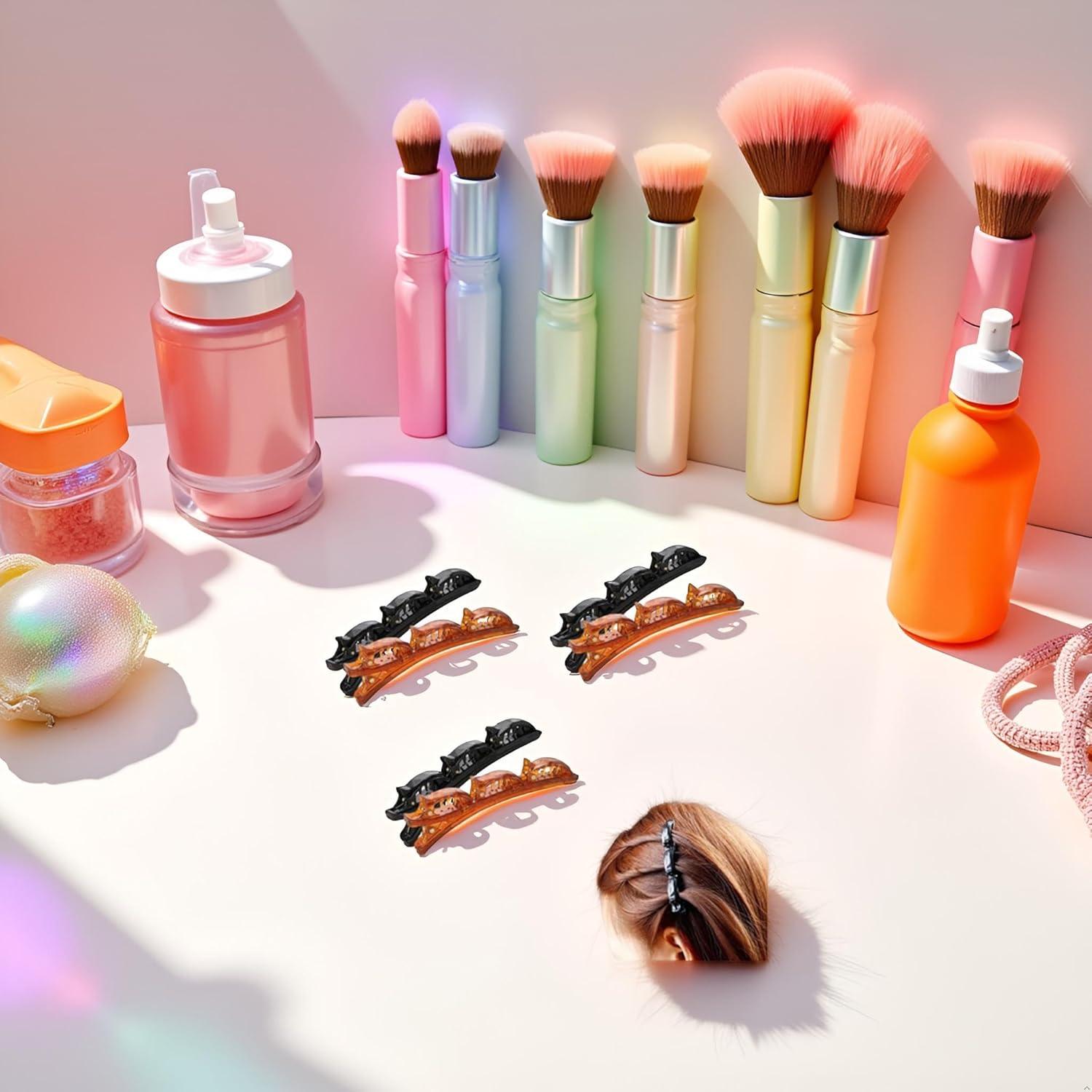 Clips de Cabello Trenzados ZhangyiHot - 6 Pcs (3 Negros + 3 Marrones)