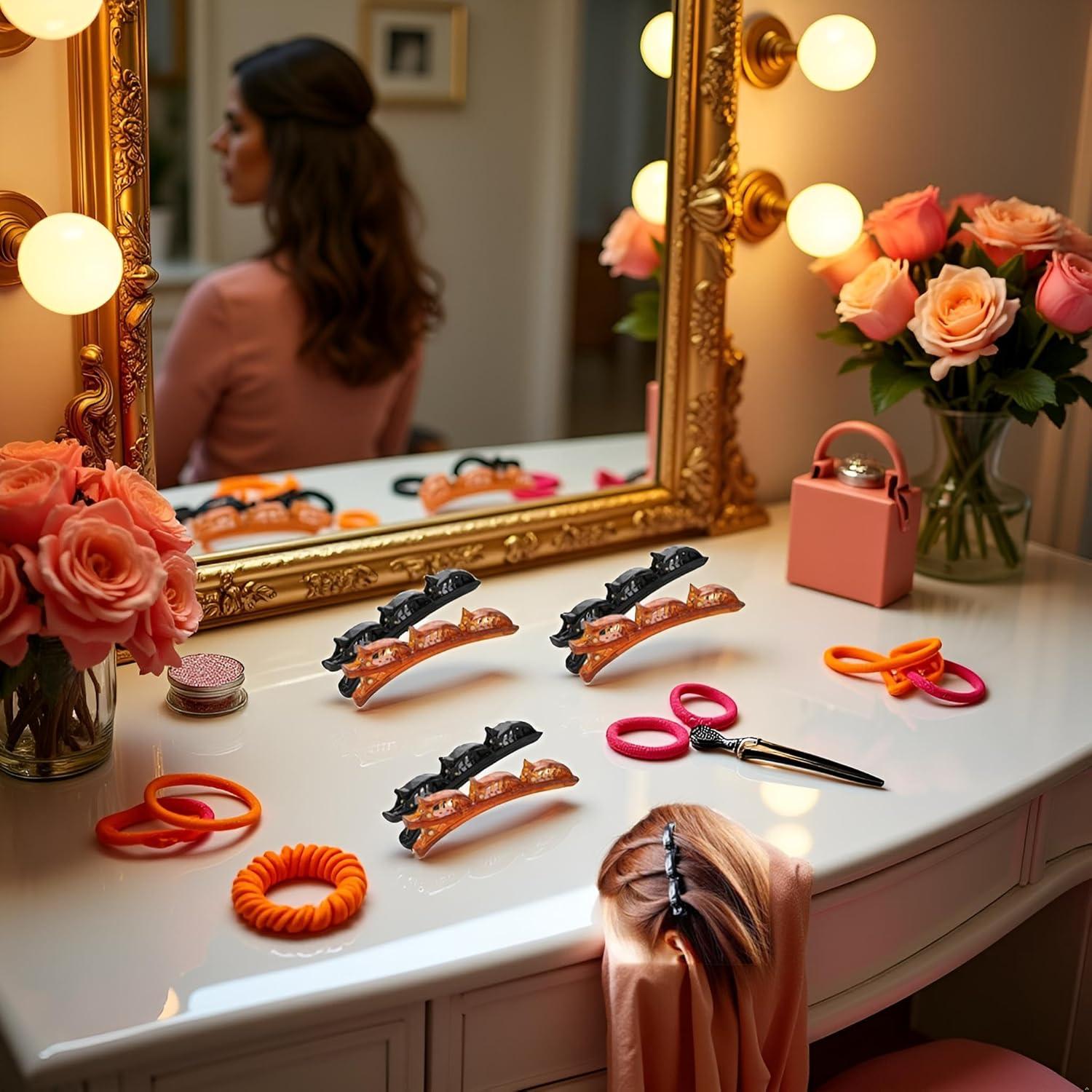 Clips de Cabello Trenzados ZhangyiHot - 6 Pcs (3 Negros + 3 Marrones)