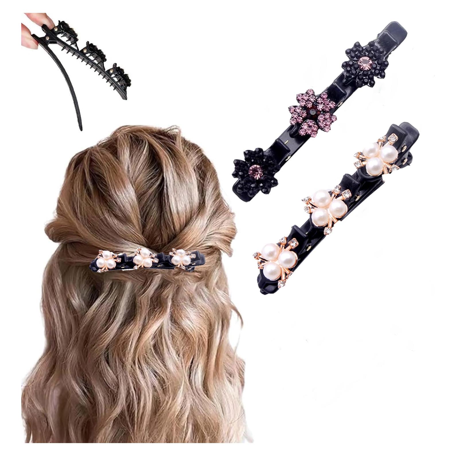 Clips para el Cabello Trenzados PreciRise - 2 Pcs con Rhinestone