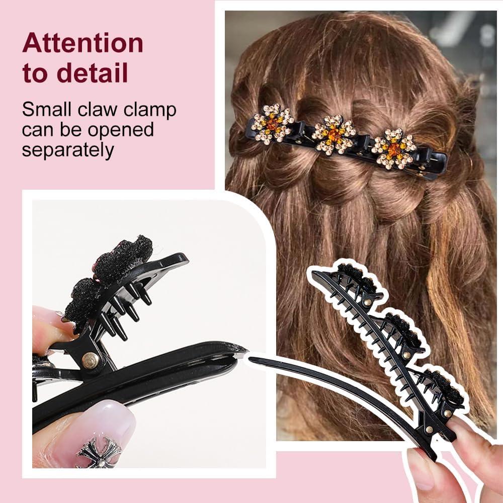 Clips para el Cabello Trenzados PreciRise - 2 Pcs con Rhinestone